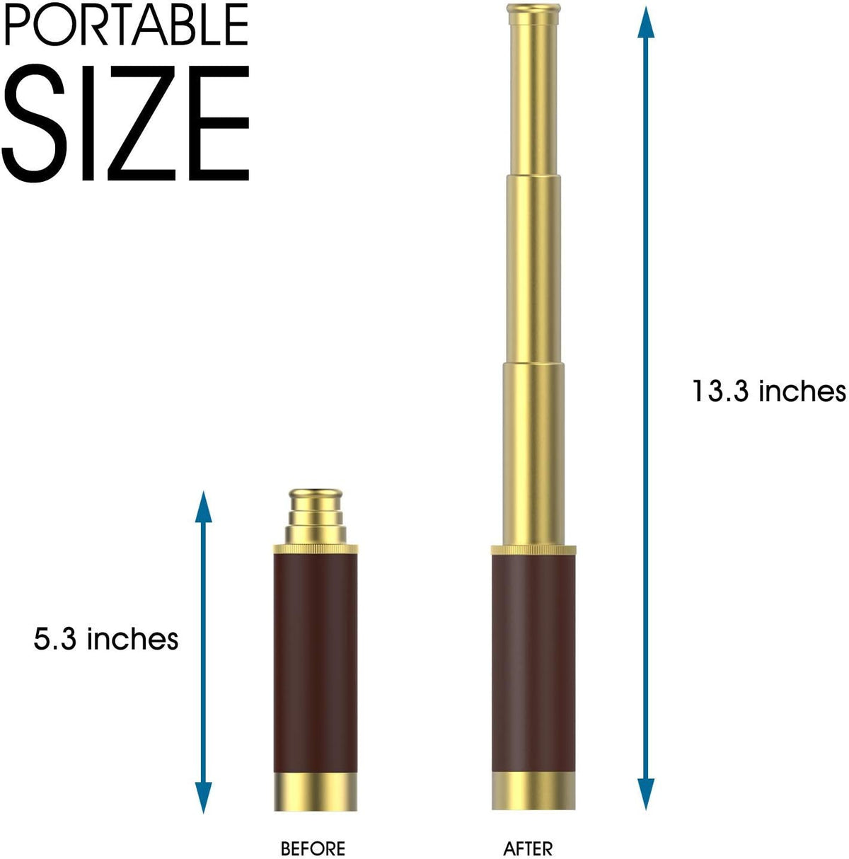 Pirate Spyglass Telescope Pocket Compass Kids Toys Set for Pirate Party, Retro Pirate Telescope Zoomable 25x30 Spyglass with Pirate Pocket Compass for Pirate Party Supplies