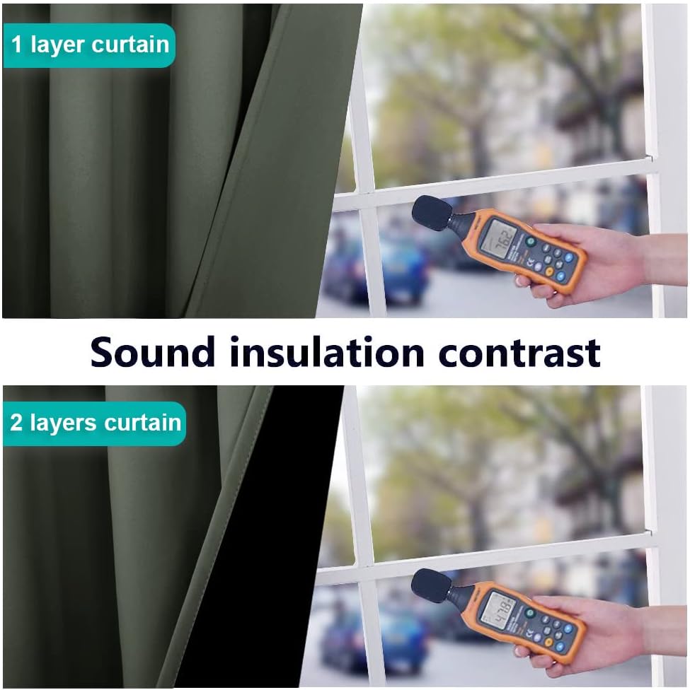 NICETOWN 100% Blackout Window Curtain Panels, Full Light Blocking Drapes with Black Liner for Nursery, 72-inch Drop Thermal Insulated Draperies (Dark Mallard, 2 Pieces, 42-inch Wide Per Panel)