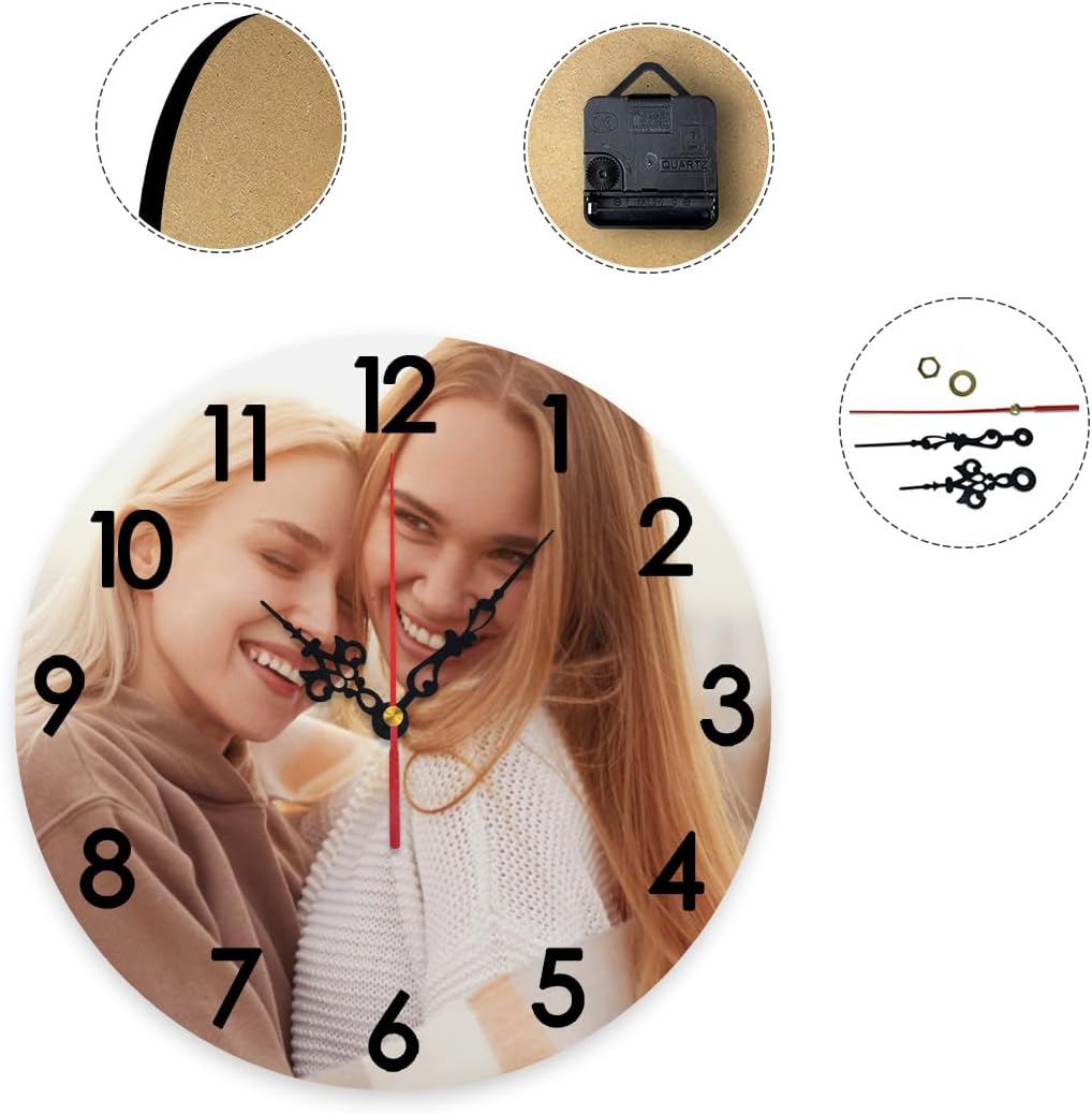 Generic Custom Clocks for Walls Personalized Wall Photo Customized Round Clock for Birthday Wedding Present Family Friends Gifts, 12x12Inch