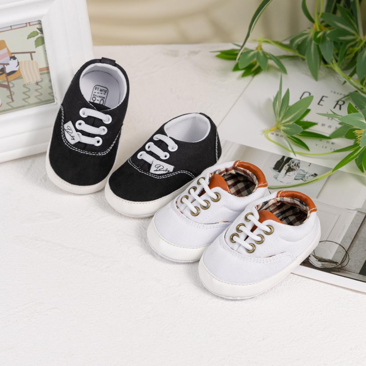 Morbido Infant Baby Boys Girls Canvas Sneaker Toddler Slip On Anti Skid Newborn First Walkers Candy Shoes for 0-18 Months