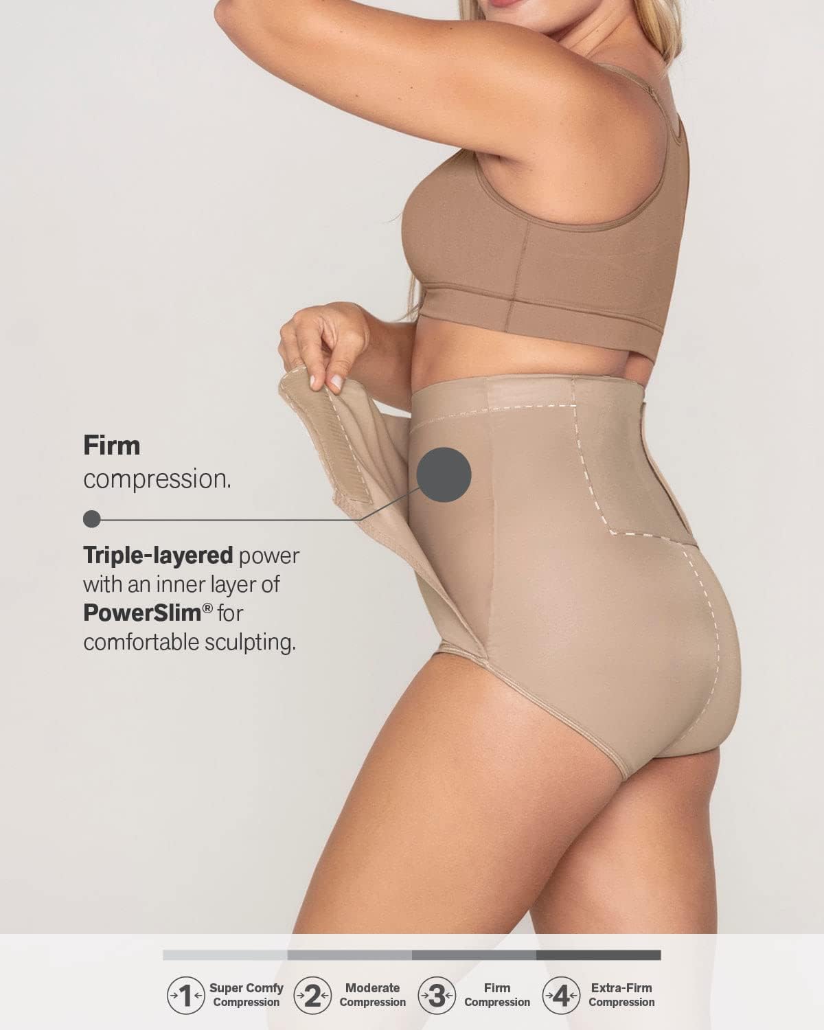 High Waisted Post Surgical Firm Compression Underwear with Adjustable Belly Wrap - Tummy Control Shapewear Girdle for Women
