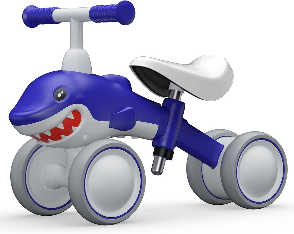 Baby Balance Bikes Seat Adjustable Toddler Riding Toy for 1 + Year Old Boys Girls, 12-48 Months Baby's First Bike First Birthday Blue Shark