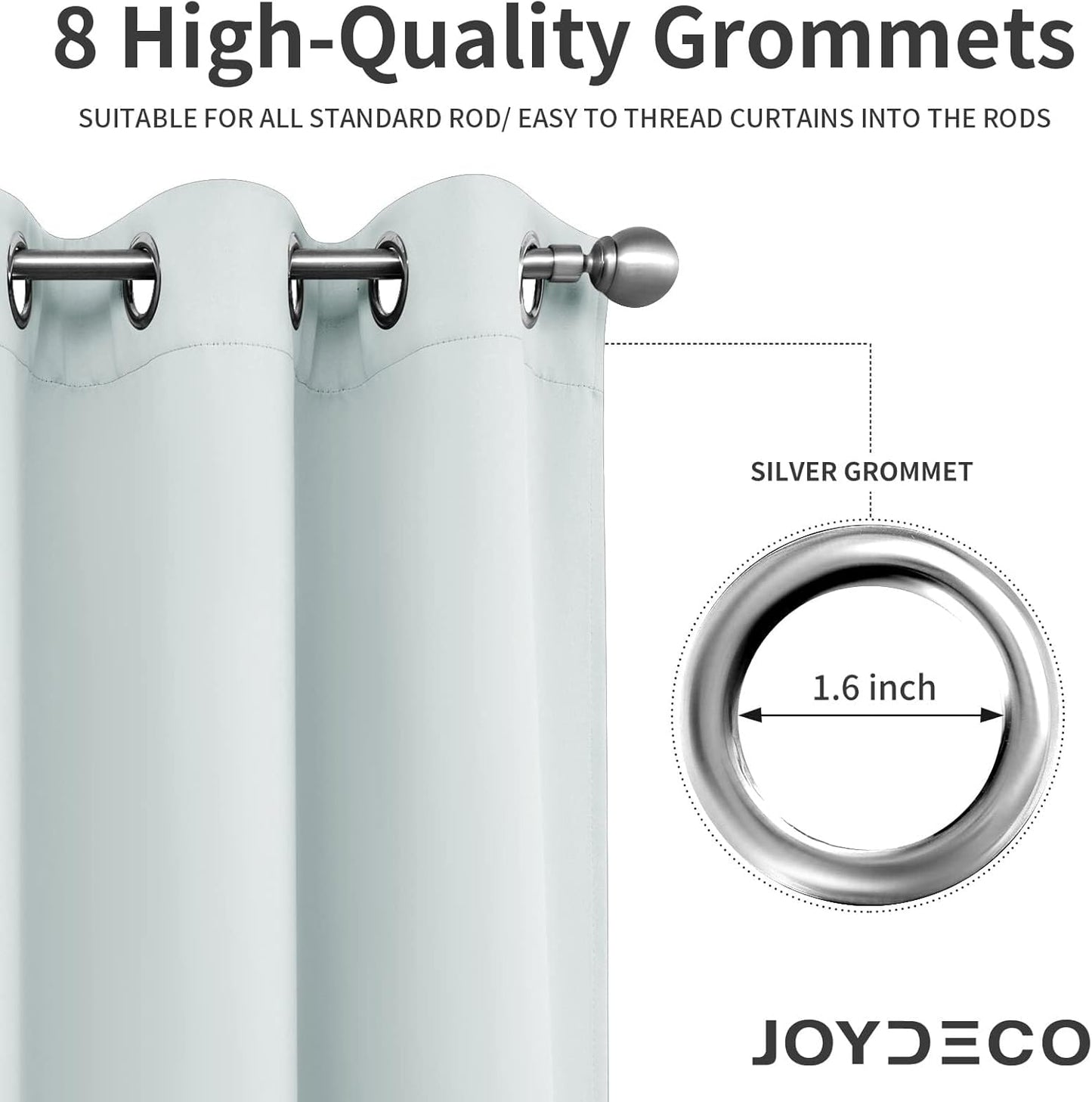 Joydeco White Curtains 95 Inches Long 2 Panels Set, Thermal Insulated Long Curtains& Drapes 2 Burg, Room Darkening Grommet Drapes for Living Room Bedroom Window (W52 x L95 Inch, Greyish White)