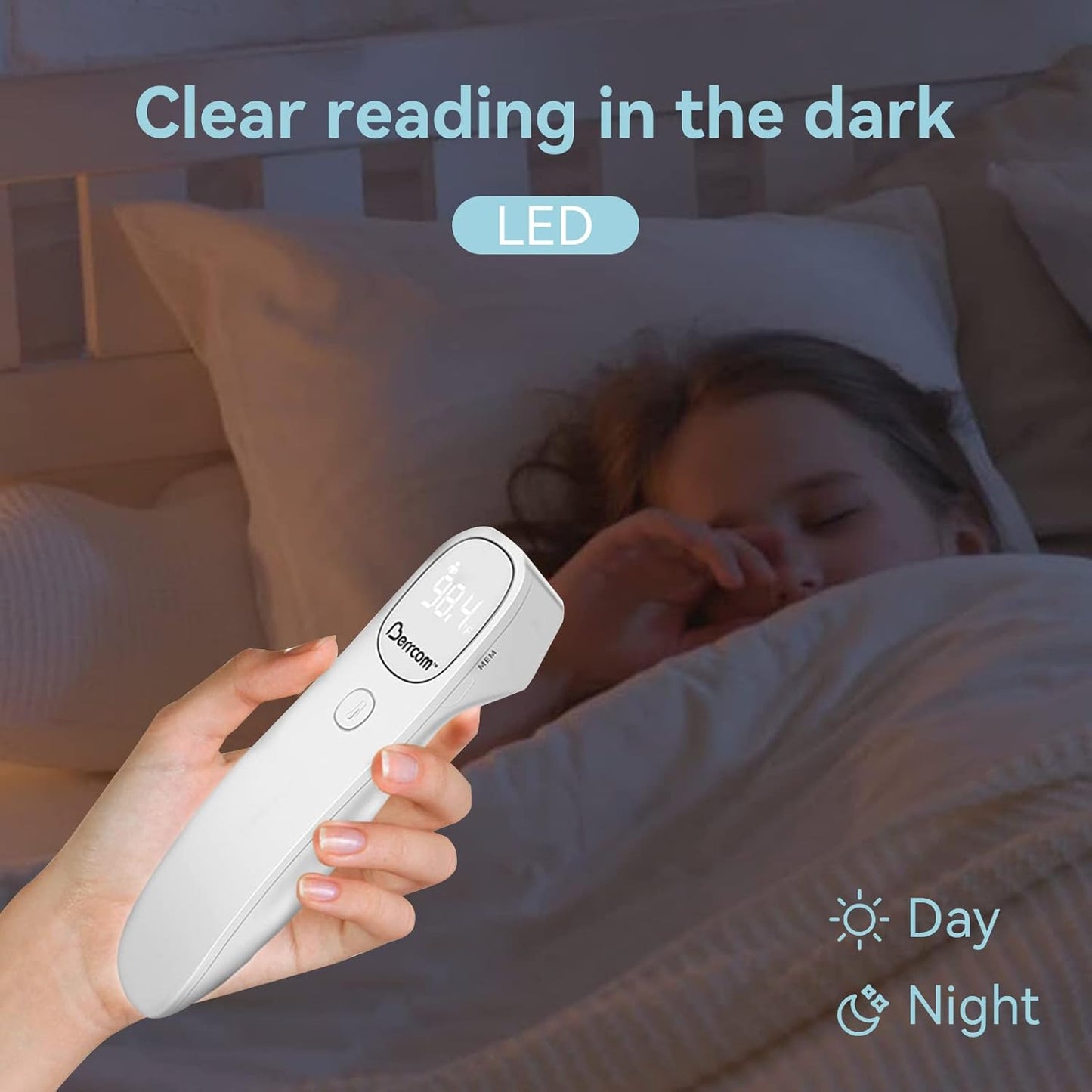 Berrcom Non Contact Infrared Thermometer Digital Forehead Thermometer for Adults and Kids Temperature Thermometer 3 in 1 with Fever Alert Touchless Baby Thermometer Large LED Display