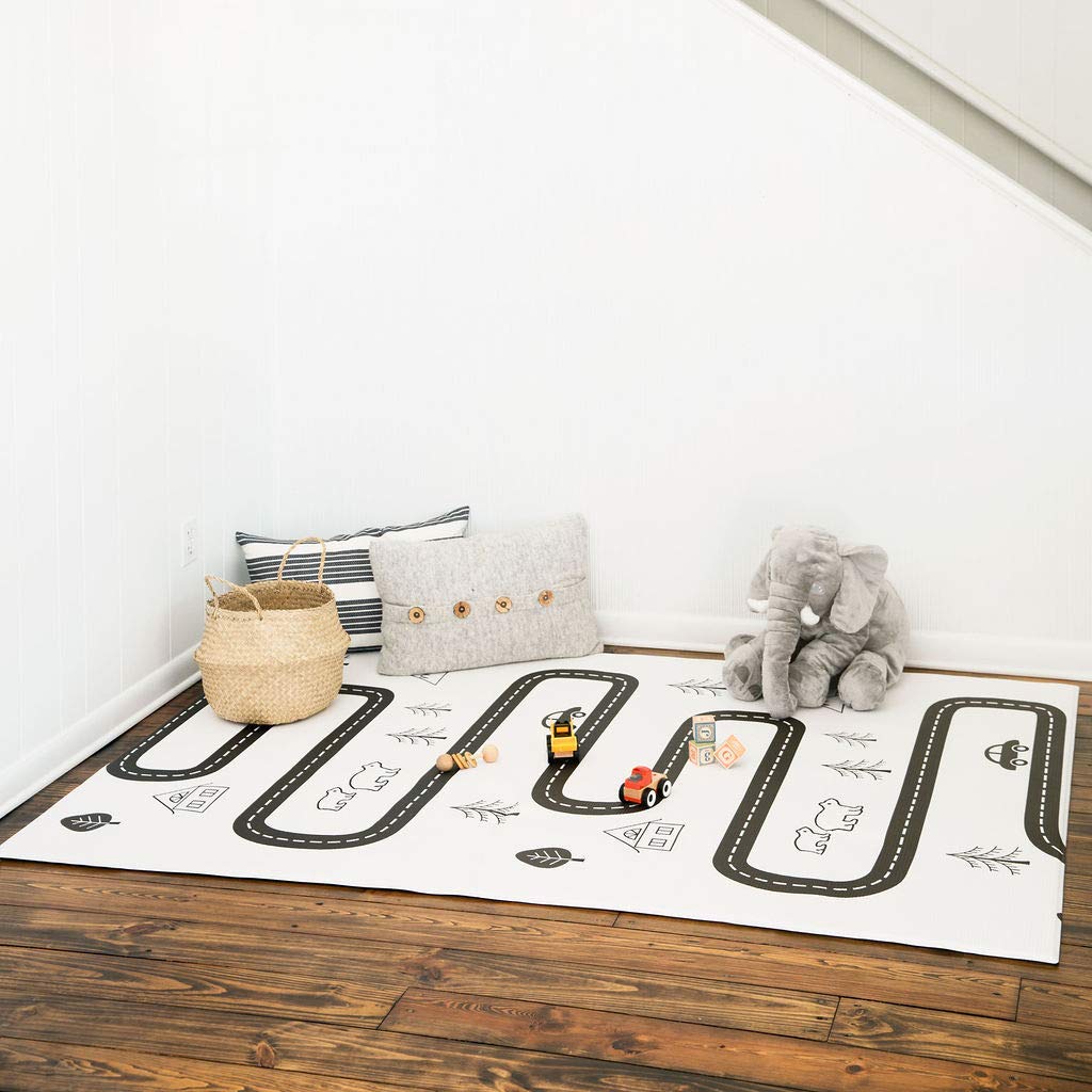 Baby Care Play Mat (Medium, Nordic Trails - Tribal) 73’’ x 49’’ Original One-Piece Reversible Rollable Waterproof Firm PVC Play Mat for Infants, Babies, Toddler, and Kids