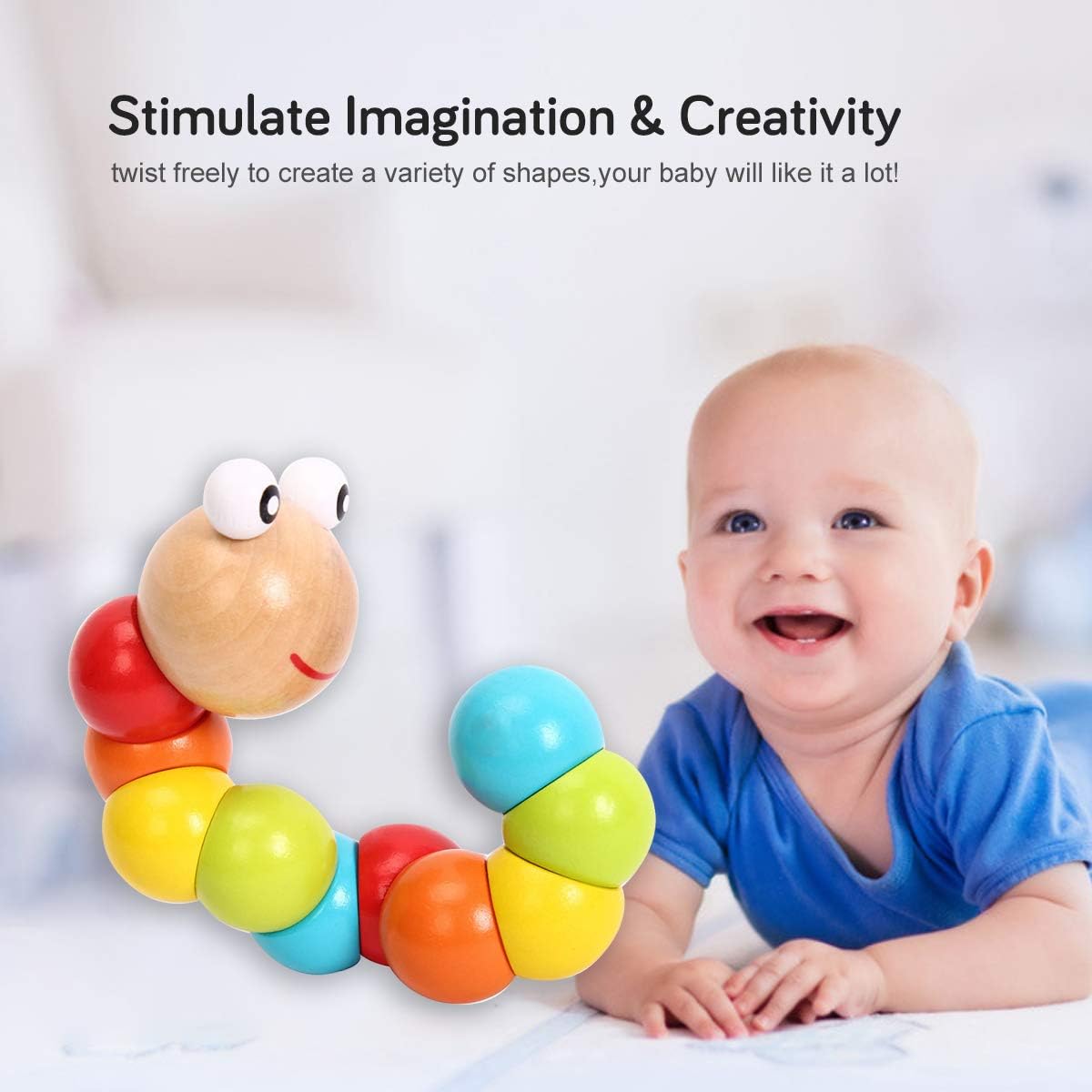 Baby Toys 6 to 12 Months, 12-18 Months, 3-6 Months Developmental, Tummy Time Toys Crawling Toys - Infant Toys - Caterpillar Twisting Baby Boy and Baby Girl Toys (2 Pack) (Rainbow)