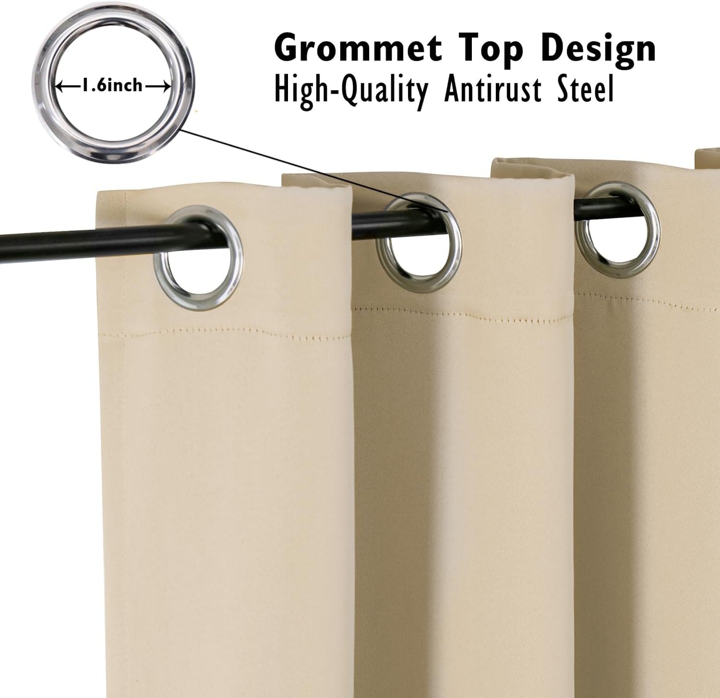 ChrisDowa Blackout Curtains 95 inches Long for Bedroom - 2 Panels Set Grommet Thermal Insulated Room Darkening Curtains for Living Room (Biscotti Beige, 52 x 95 Inch)
