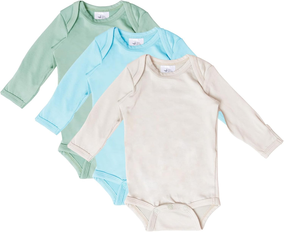 Baby Long Sleeve Onesie Bodysuits (3-Pack), Infants Onesies for Boys Girls, Snap Closure for Newborns