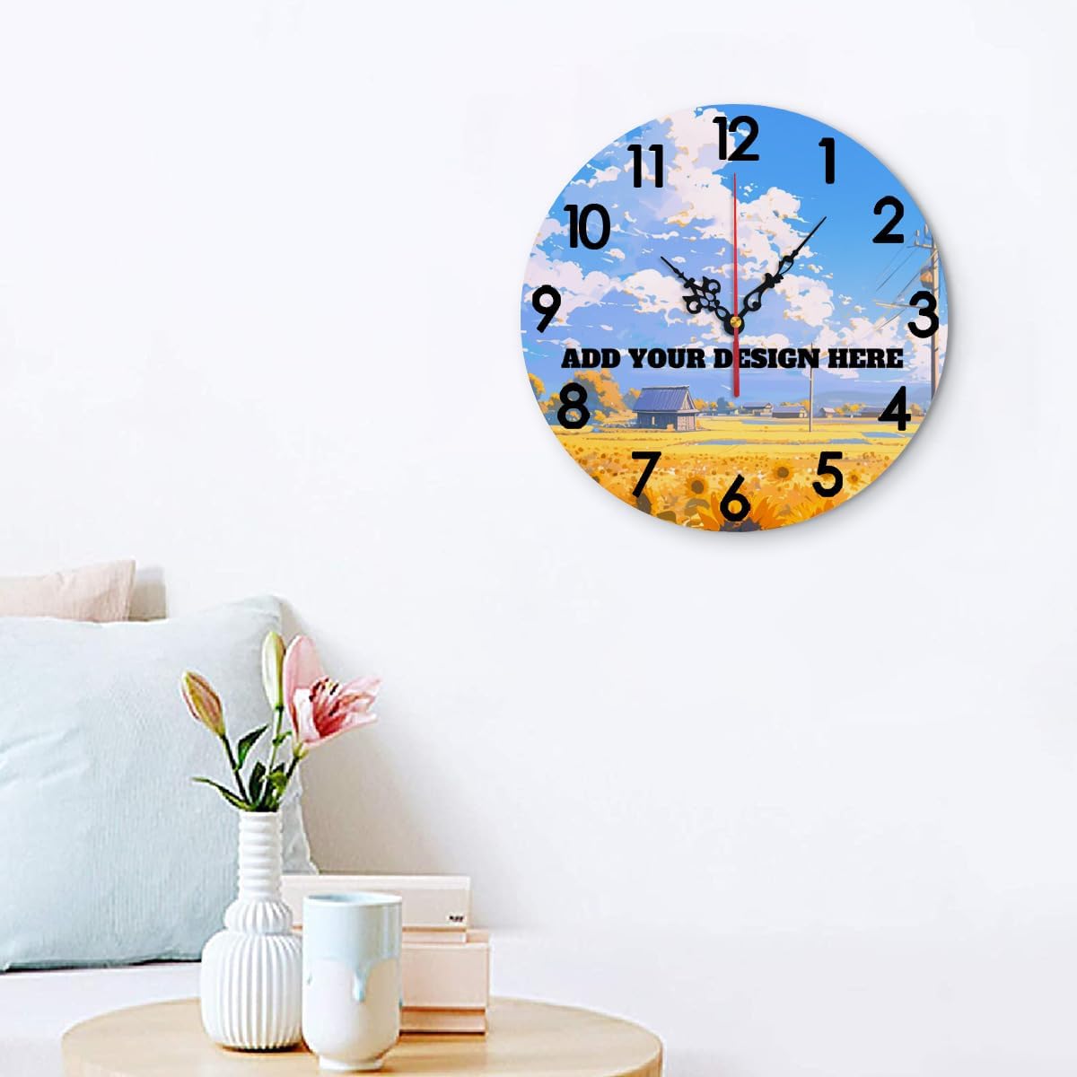 Generic Custom Wall Clock Personalized Picture Hanging Time Clocks Silent Non Ticking Round Decoration for Kitchen Creative, 12x12Inch