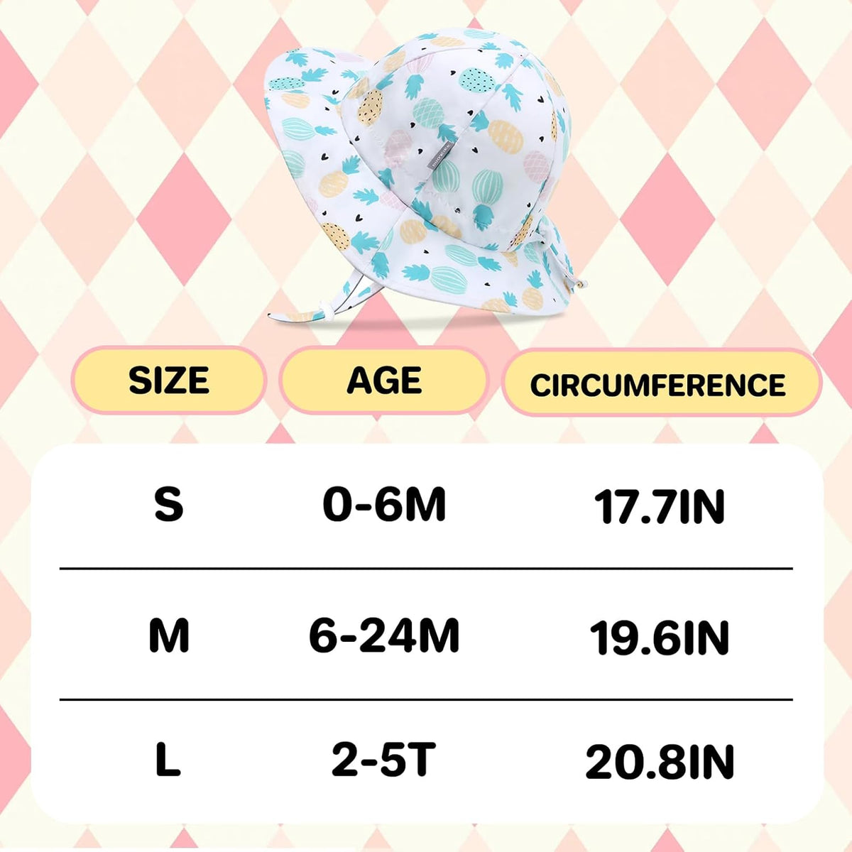 UPF 50+ Baby Bucket Hat - Wide Brim Sun Protection Beach Cap for Girls - Cute & Adjustable Toddler Hat