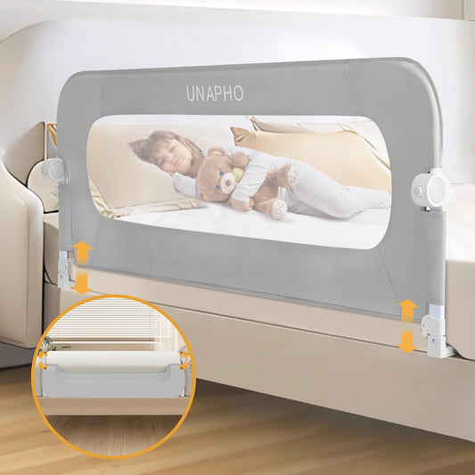 Bed Rail for Toddlers,Swing Down Kids Bed Rails Guard for Twin,Full,Queen,King,Bunk Size Bed,Extral Tall Child Bed Rail Guard with Reinforced Anchor Safety System (Grey, 59inch,1 Side)