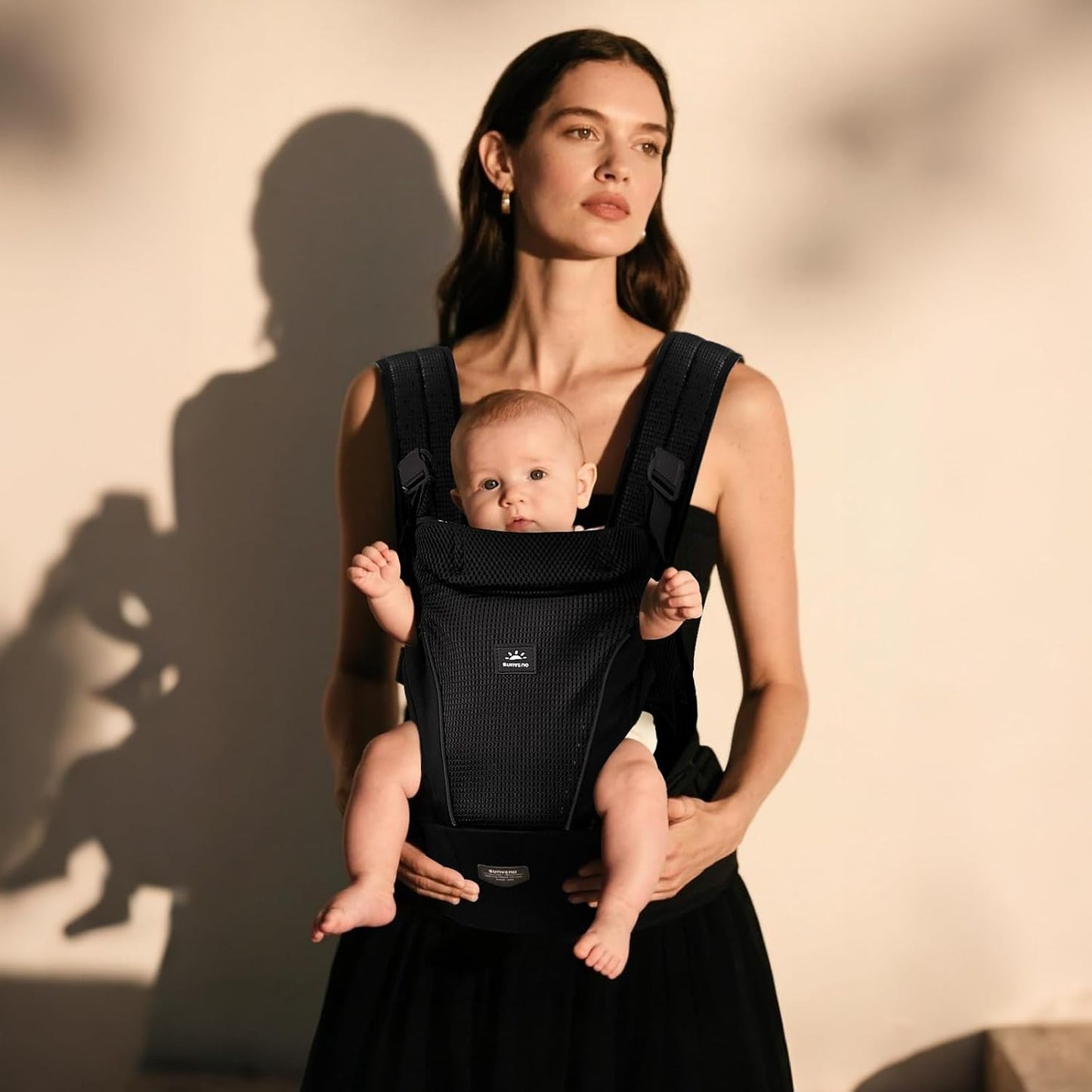 SUNVENO Baby Carrier for Newborn to Toddler – CPC-Certified Breathable Mesh Hip Seat Carrier, Supports 7-45 lbs for Front & Back Carry with Adjustable Waistband, All-Season, Black