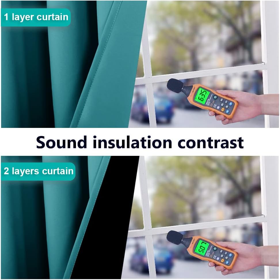 NICETOWN 100% Blackout Window Curtain Panels, Cold and Full Light Blocking Drapes with Black Liner for Nursery, 84 inches Drop Thermal Insulated Draperies (Peacock Teal, 2 PCs, 62" Wide Each Panel)