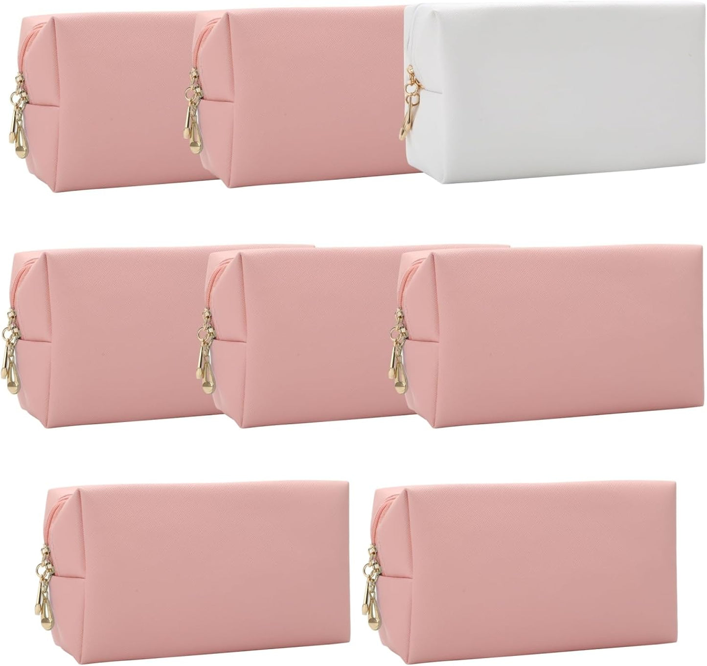 Bridesmaid Proposal Gifts Letter Cosmetic makeup bag bulk for Wedding Party Favors Bachelorette party decorations Toiletry Organizer Bag Makeup Case Gift (8, White&Pink)