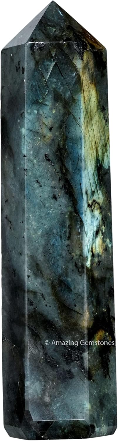 Amazing Gemstone Large Labradorite Crystal Towers ~ Natural Healing Crystal Point Obelisk for Reiki Healing and Crystal Grid (5.5 to 6 INCH)