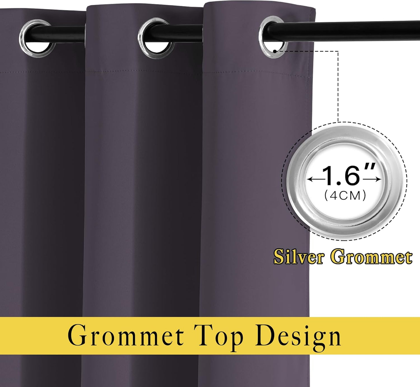 NICETOWN Greyish Purple Doorway Curtains 78 inches Long for Bedroom, Grommet Window Treatment Thermal Insulated Privacy Blackout Curtains & Drapes for Living Room, Set of 2, W52 x L78