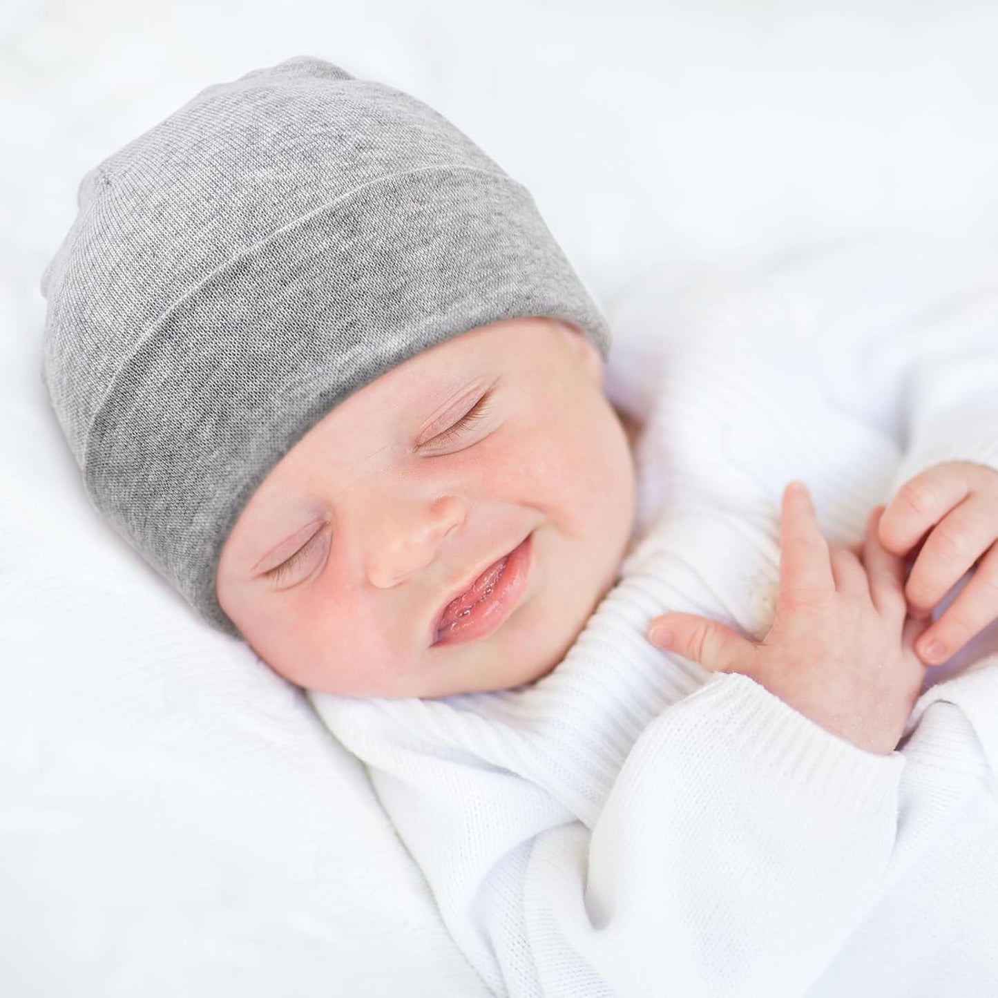 DRESHOW BQUBO 4 Pieces Baby Beanie Newborn Toddler Soft Cute Knit Hat Hospital Hats for Baby Boys Infant Cap Beanies