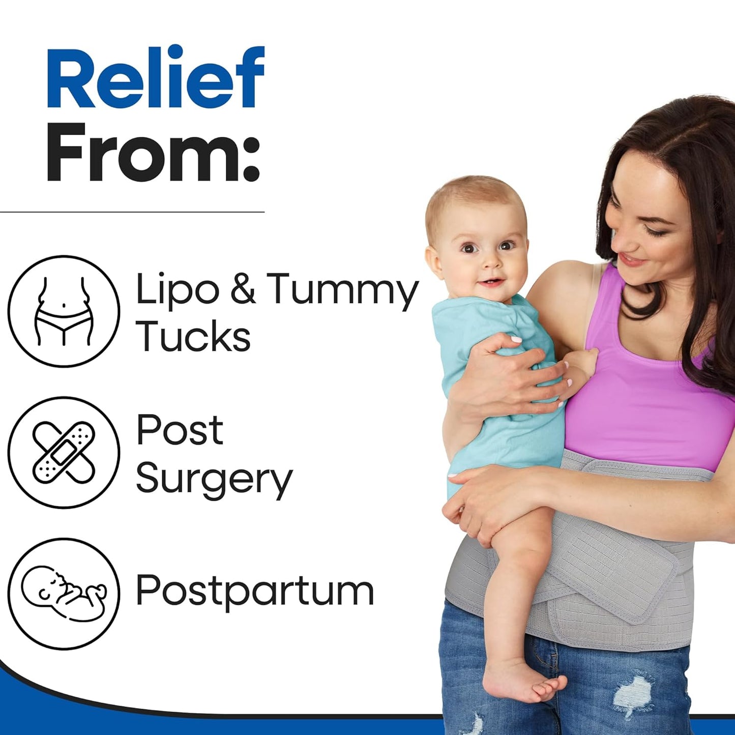 Abdominal Binder Post Surgery Tummy Tuck - Plus Size Postpartum Belly Band Wrap | Post C Section Belly Binder Recovery | Stomach Hernia Belt For Men or Women After Pregnancy, Hysterectomy XXL