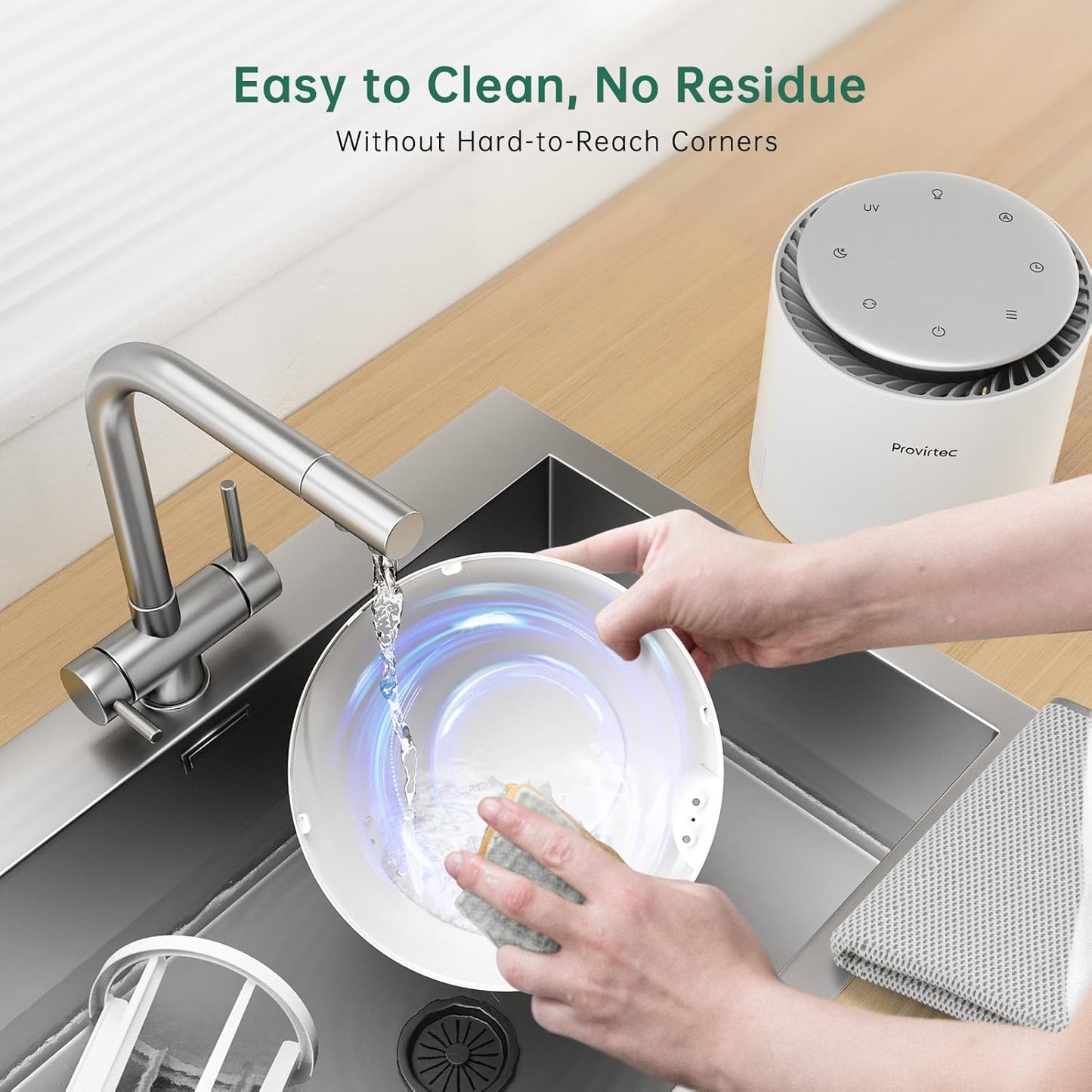 MistFree Smart Humidifier for Bedroom, Evaporative Humidifier No White Dust, Auto Humidity & APP Control, 3L Water Tank Easy to Clean, Sleep Mode, Timing, Humidifiers for Nursery/Baby(White)