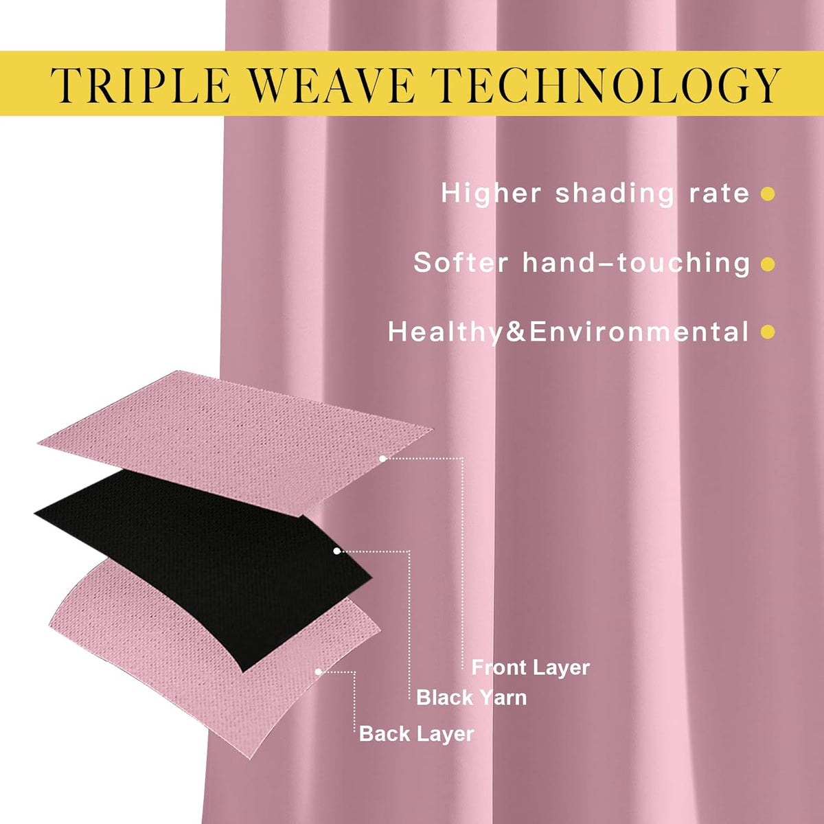 NICETOWN Crystal Pink Blackout Draperies Curtains - Window Treatment Thermal Insulated Solid Grommet Blackout Curtains/Drapes for Bedroom (Set of 2 Panels, 52 by 72 Inch, Crystal Pink)