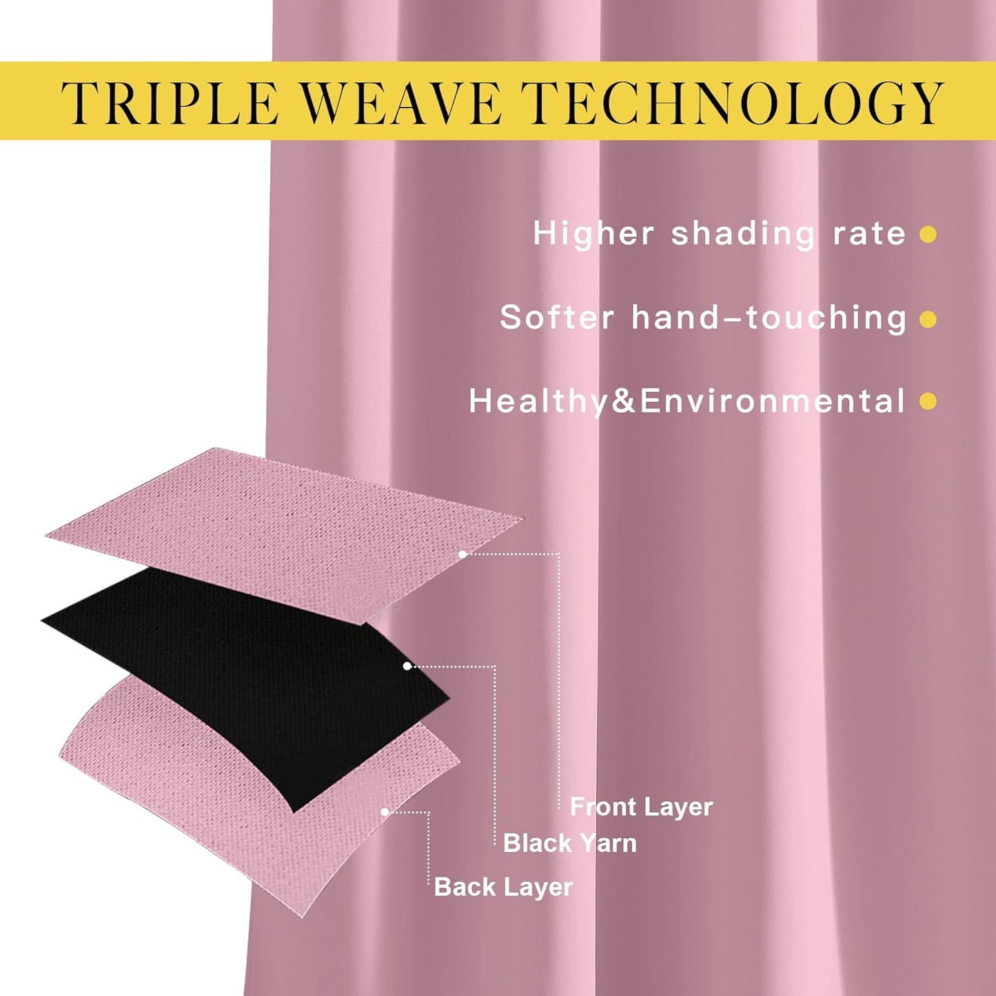 NICETOWN Blackout Kitchen Curtains for 50 inches Long - Grommet Thermal Insulated Window Treatments Light Blocking Drapes for Bedroom/Girl Room, Crystal Pink, W34 x L50, 2 Panels