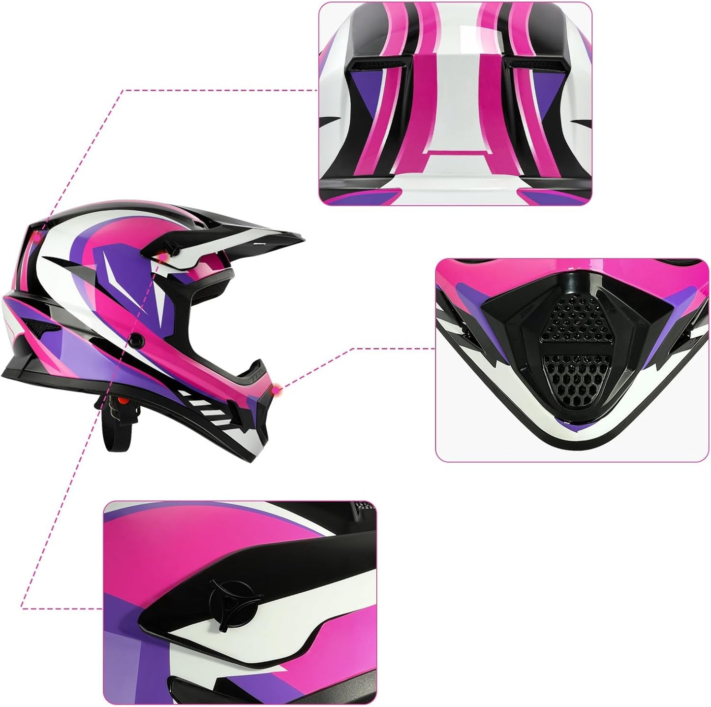 TCMT Dot Youth & Kids Motorcycle Off-Road Helmet Full Face Motocross Street Dirt Bike Mountain Bike BMX MX ATV Helmet+Goggles+Gloves New