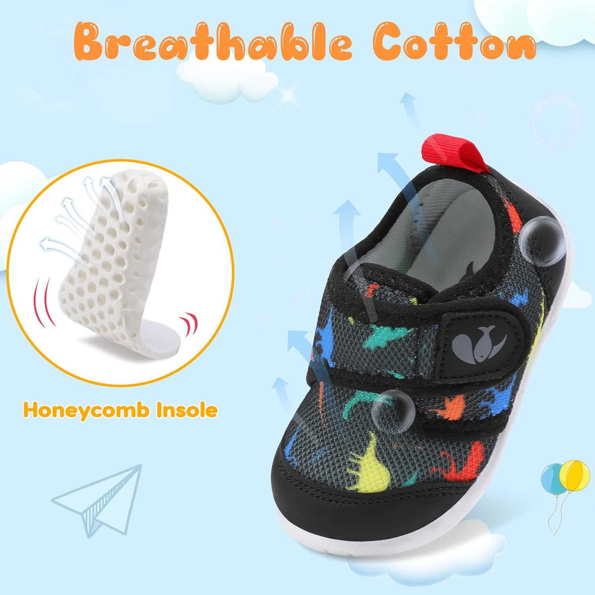 FEETCITY Baby First Walking Shoes Boys Girls Infant Sneakers Crib Shoes Breathable Lightweight Slip On Shoes