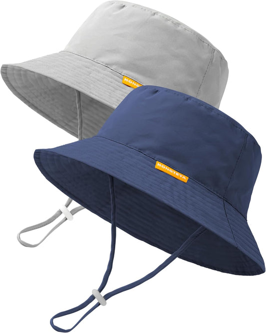 Baby Sun Hat Kids Summer UPF 50+ Toddler Bucket Hat Wide Brim Adjustable Beach Hats for Boys Girls Age 0-6 Years