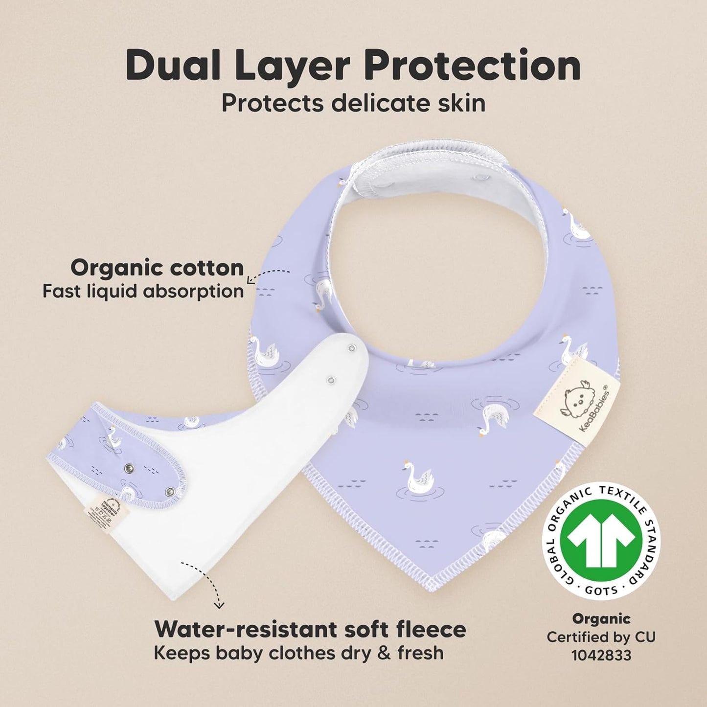 8-Pack Organic Baby Bandana Bibs for Girls - Super Absorbent Triangle Baby Bibs for Drooling and Teething Infant, 100% Cotton Extra Soft for Newborn, Infant 0-36 Months (Lunaris)