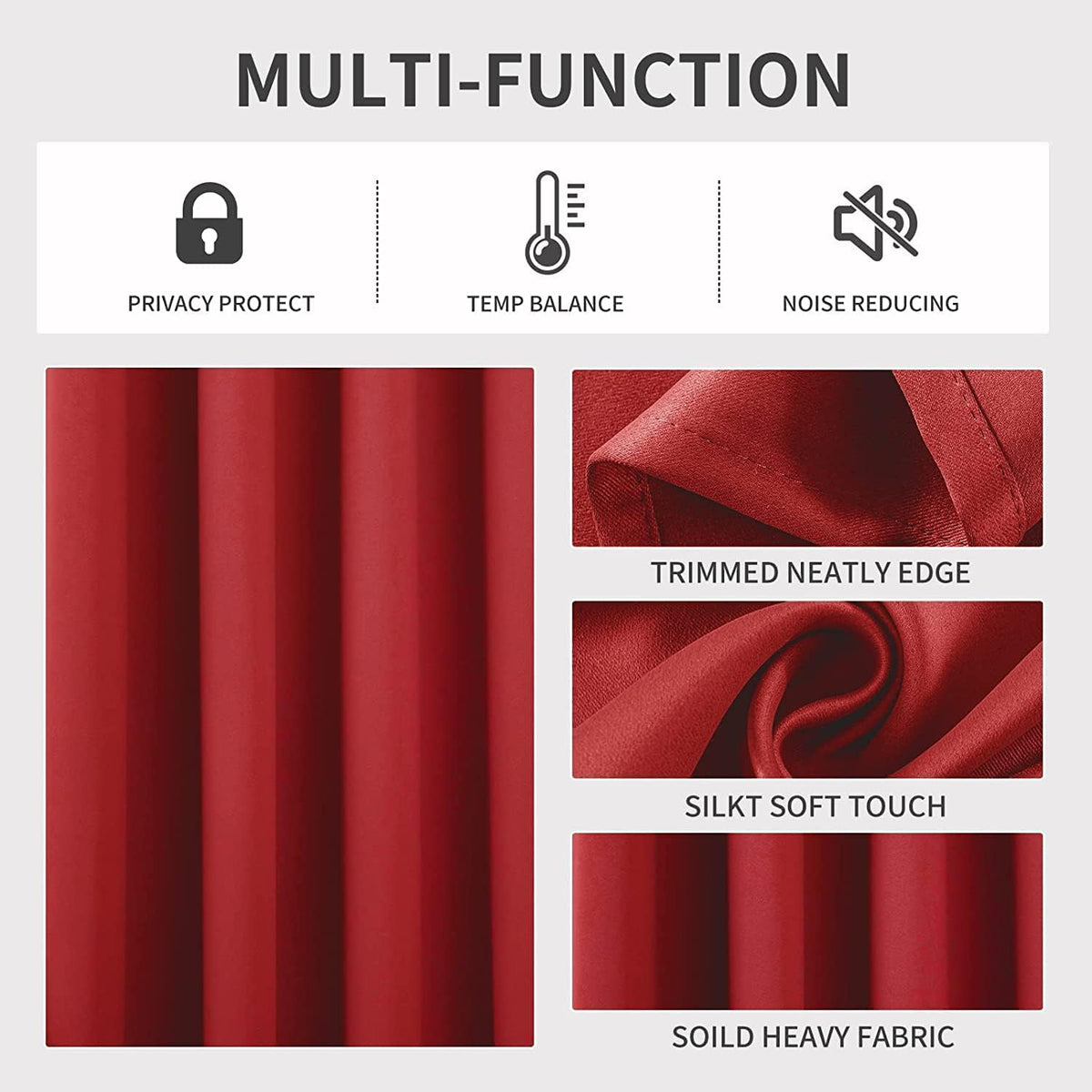 Joydeco Blackout Curtains 84 inches Long 2 Panels Set, Thermal Insulated Long Curtains & Drapes 2 Burg, Room Darkening Grommet Drapes for Bedroom Living Room Windows (W42 x L84 Inch, Red)