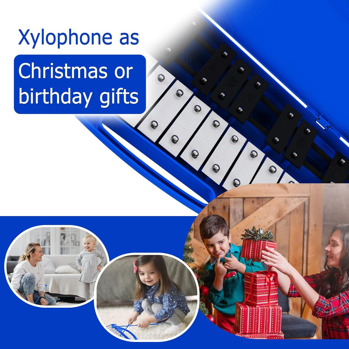EASTROCK Glockenspiel Xylophone for Kids, Professional Music Teaching, Gifts (Blue)
