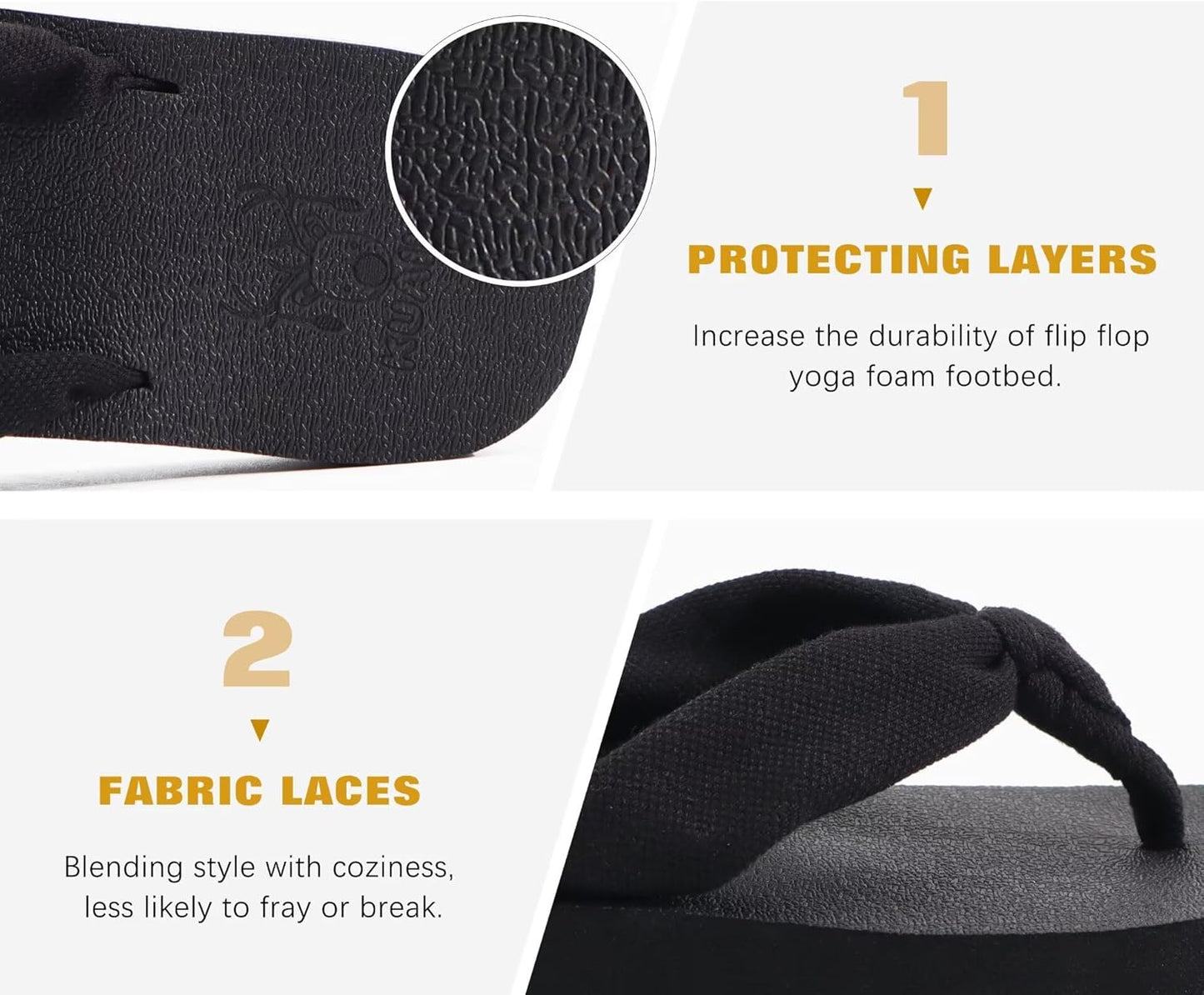 KuaiLu Flip Flops for Women with Arch Support Yoga Mat Comfortable Summer Beach Walking Thong Cushion Sandals Slip On Indoor Outdoor
