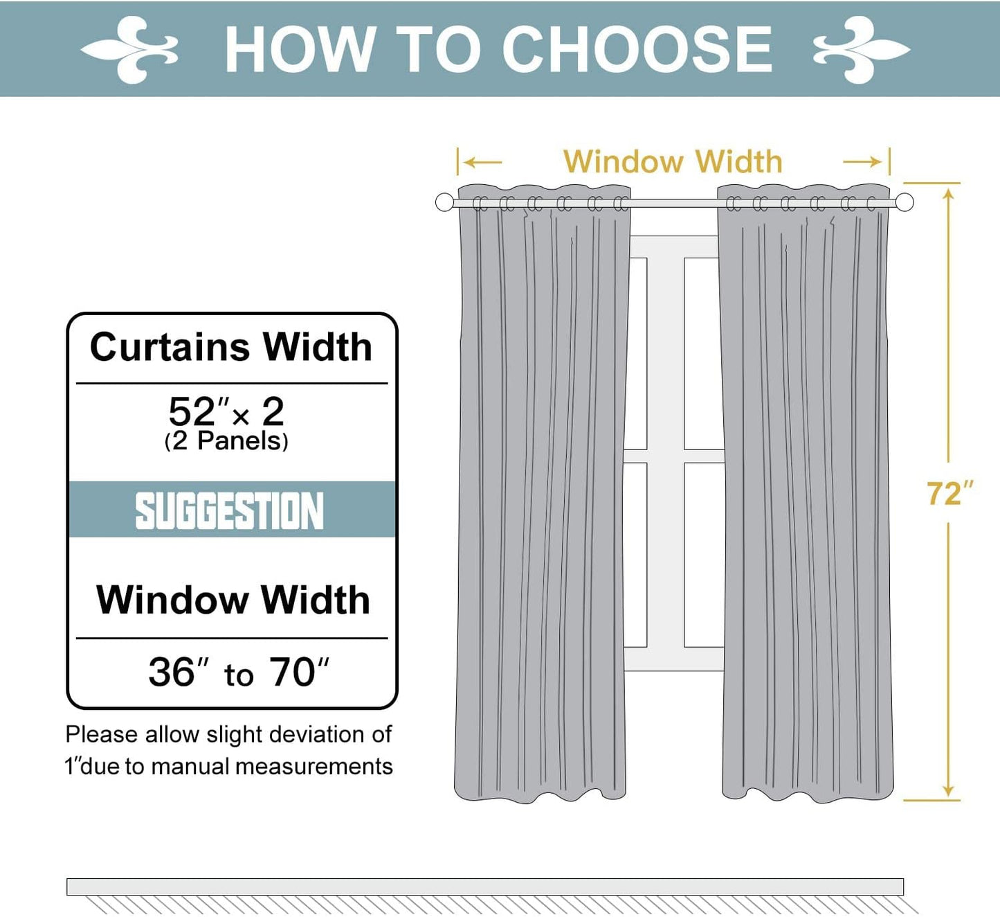 ChrisDowa Grommet Blackout Curtains for Bedroom and Living Room - 2 Panels Set Thermal Insulated Room Darkening Curtains (Light Grey, 52W x 72L)