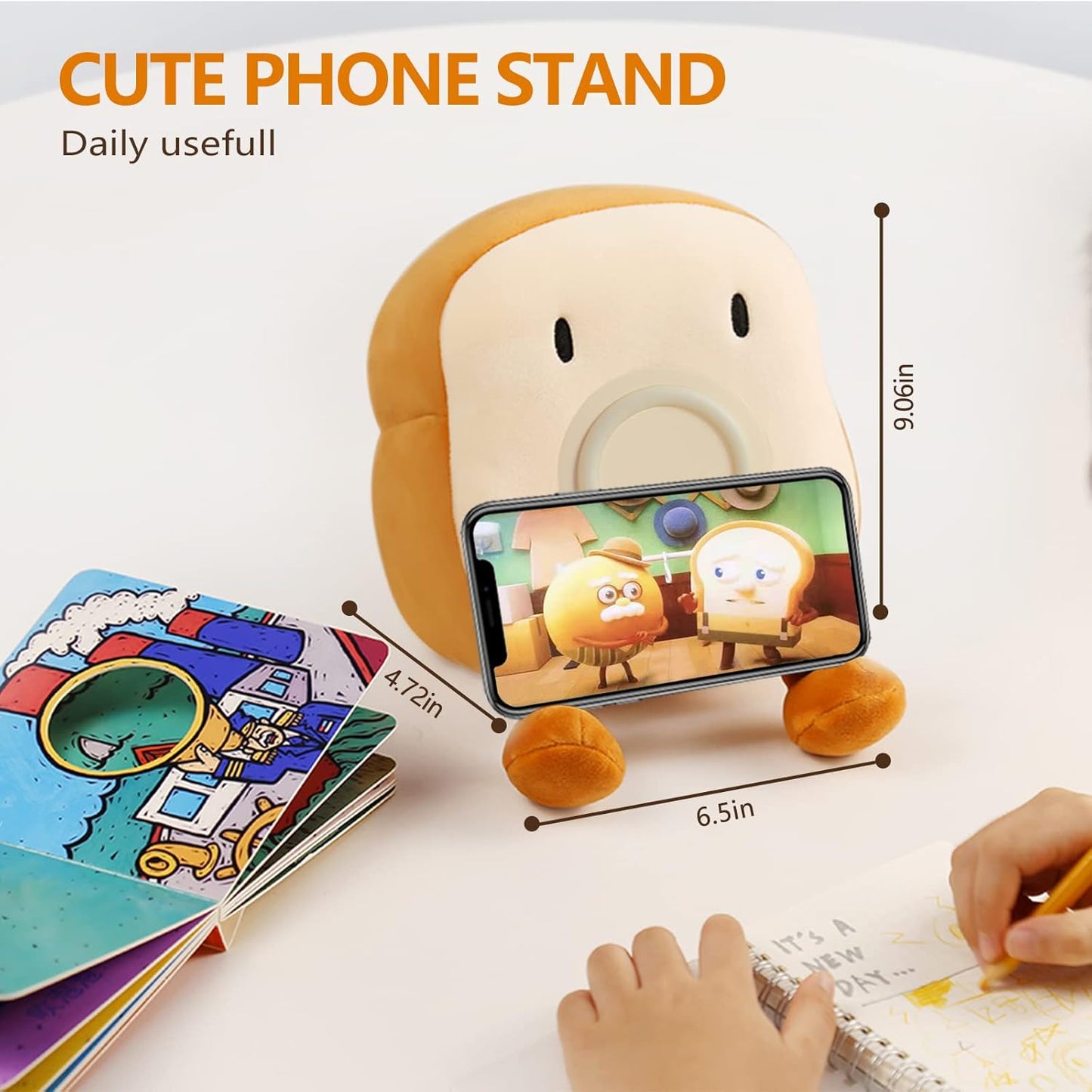 QANYI Plush Toy Night Light Alarm Clock for Kids, Multiin-one Cozy Toast Plushies Bed Clock with Dual Alarm and Snooze, Dimmable Bed Lamp Birthday Gifts Ideal for Children Teens Girls Boys Women