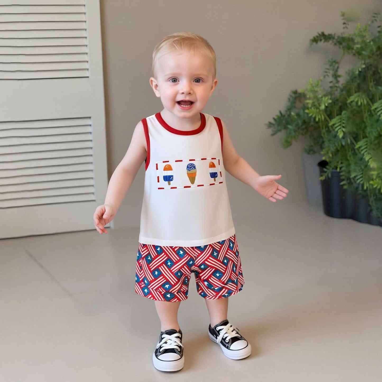 Kupretty Baby Boy Summer Clothes Sleeveless Tank Tops Vest T-Shirt + Casual Shorts Toddler Outfits Set