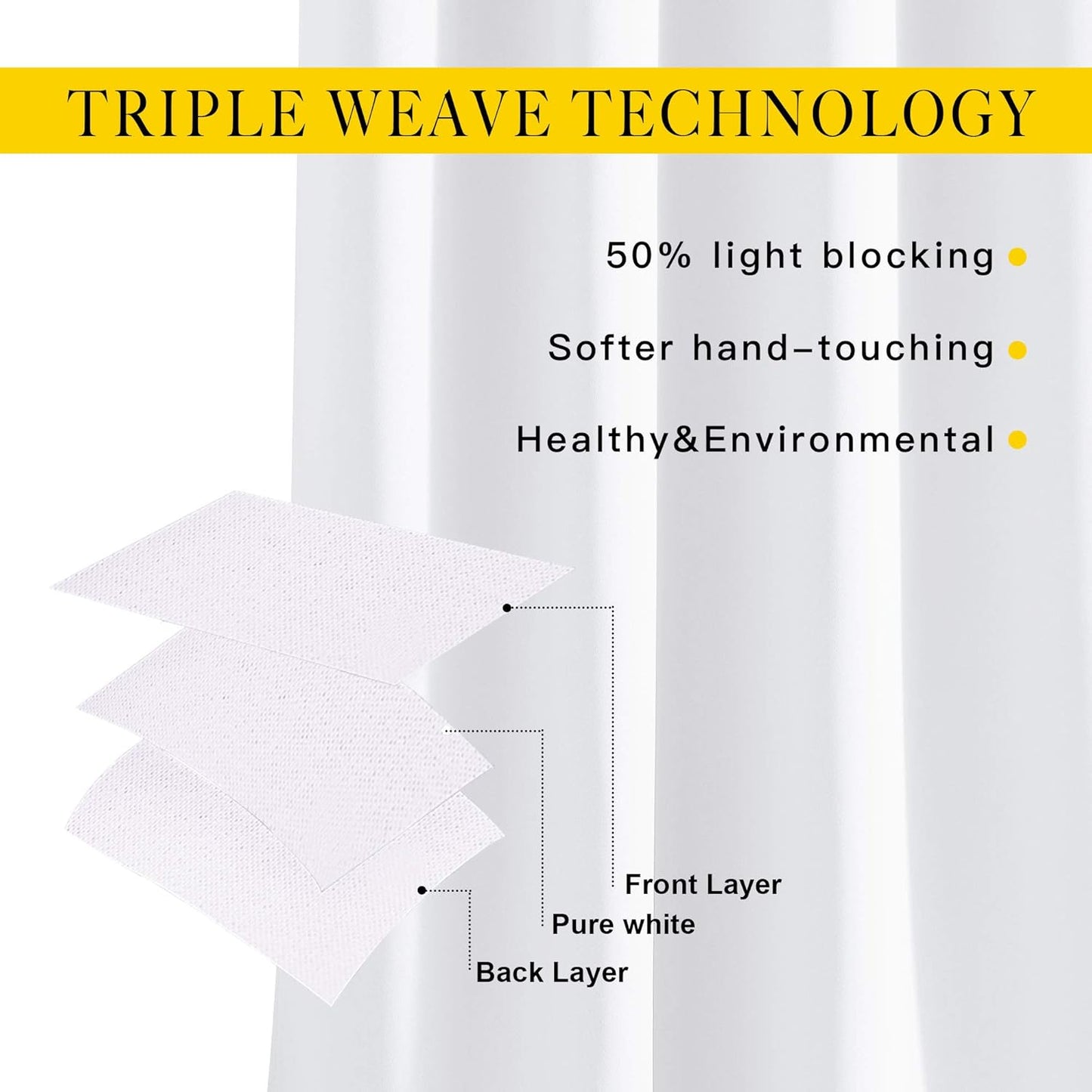 NICETOWN White Room Darkening Curtain Panels - Tripe Weave Thermal Insulated Grommet Room Darkening Window Draperies and Curtains for Bedroom (Set of 2, 46 x 54 inches in White)