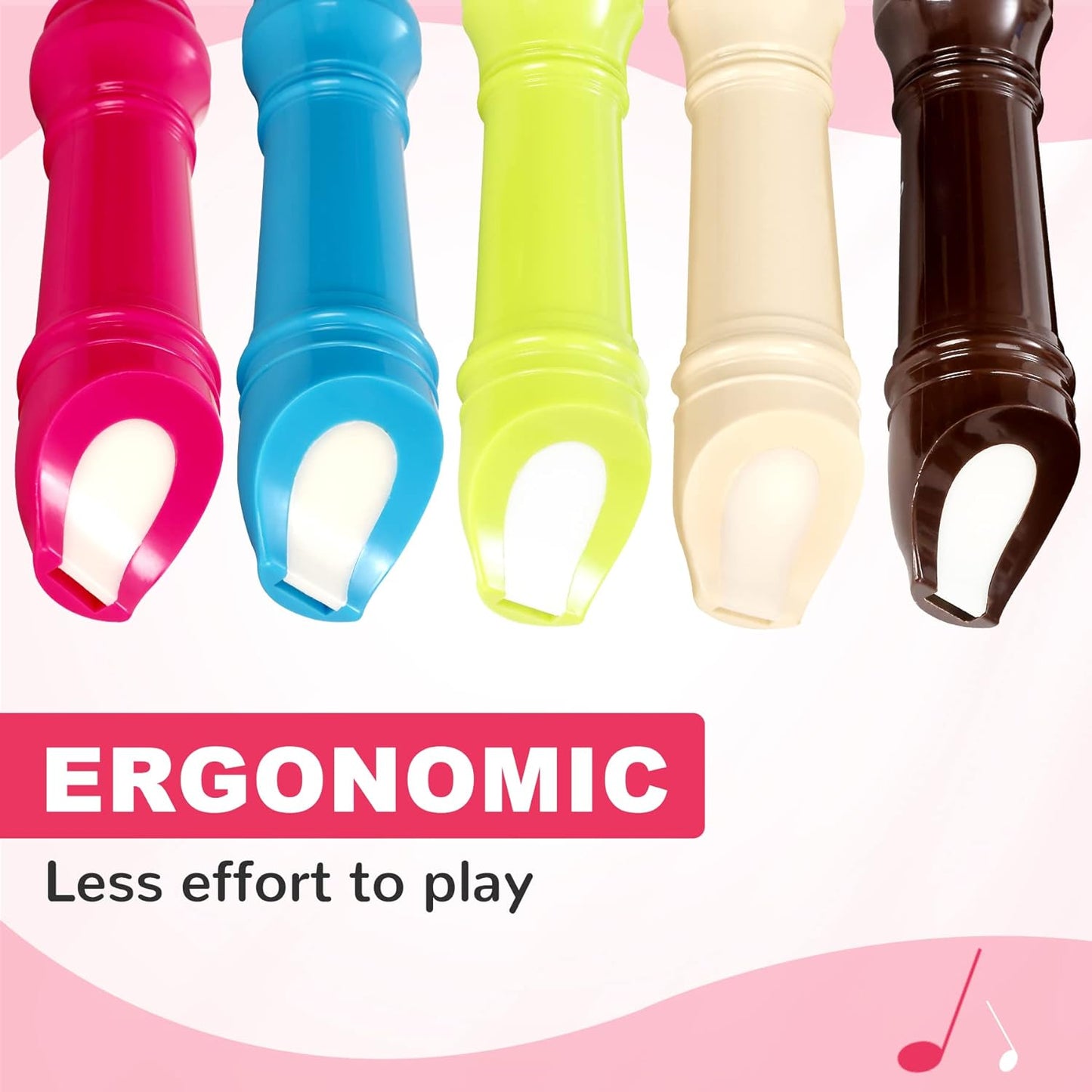 Soprano Recorder Instrument for Beginners Student - German Fingering 8 Hole Flute ABS Descant Recorders 3pcs Removable with Cleaning Rod and Storage Bag, Brown