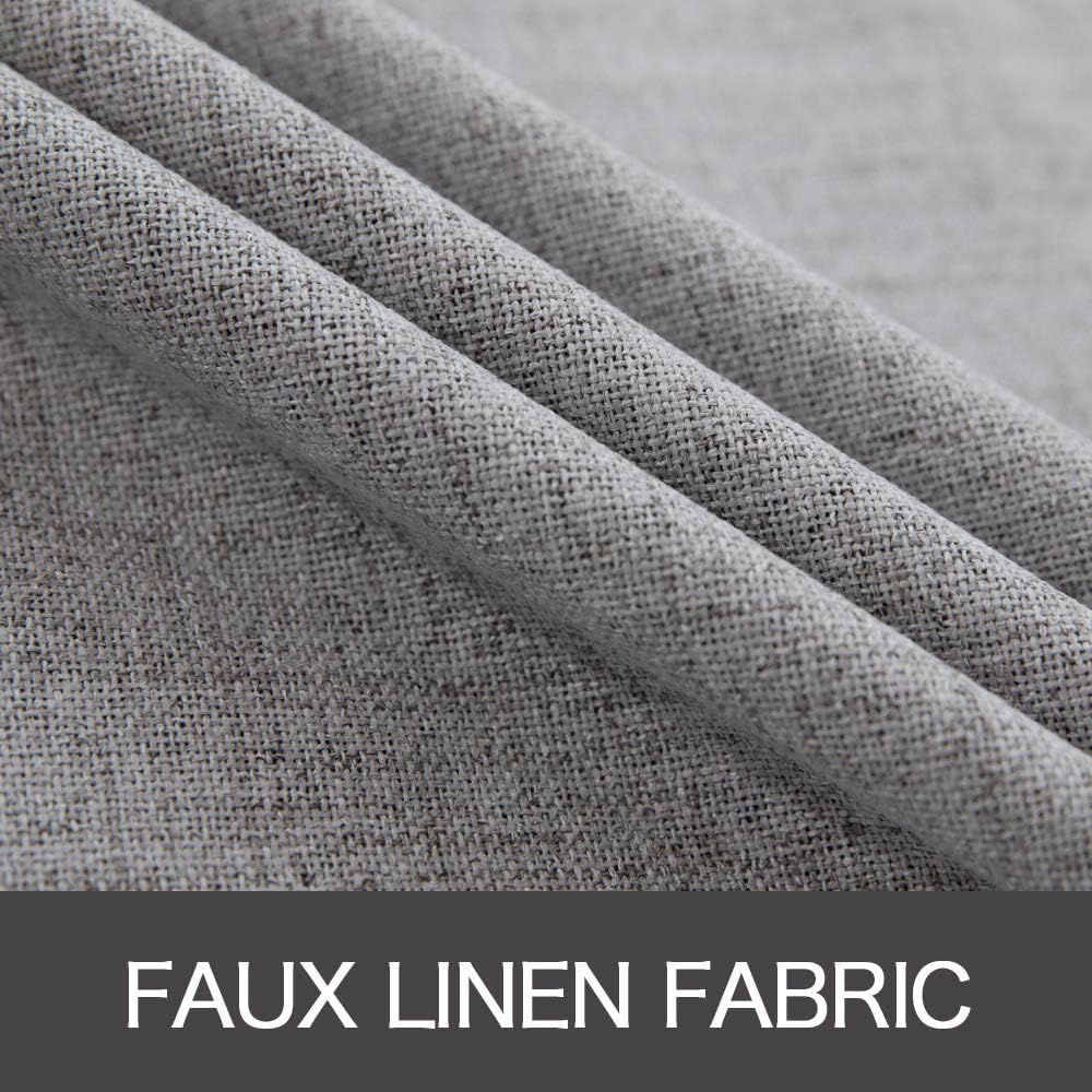 MIULEE Linen Blackout Curtains and Drapes 100% Room Darken Thermal Insulated Grommet Window Panels with Coating 2 PCs W 42 x L 63 inches Grey