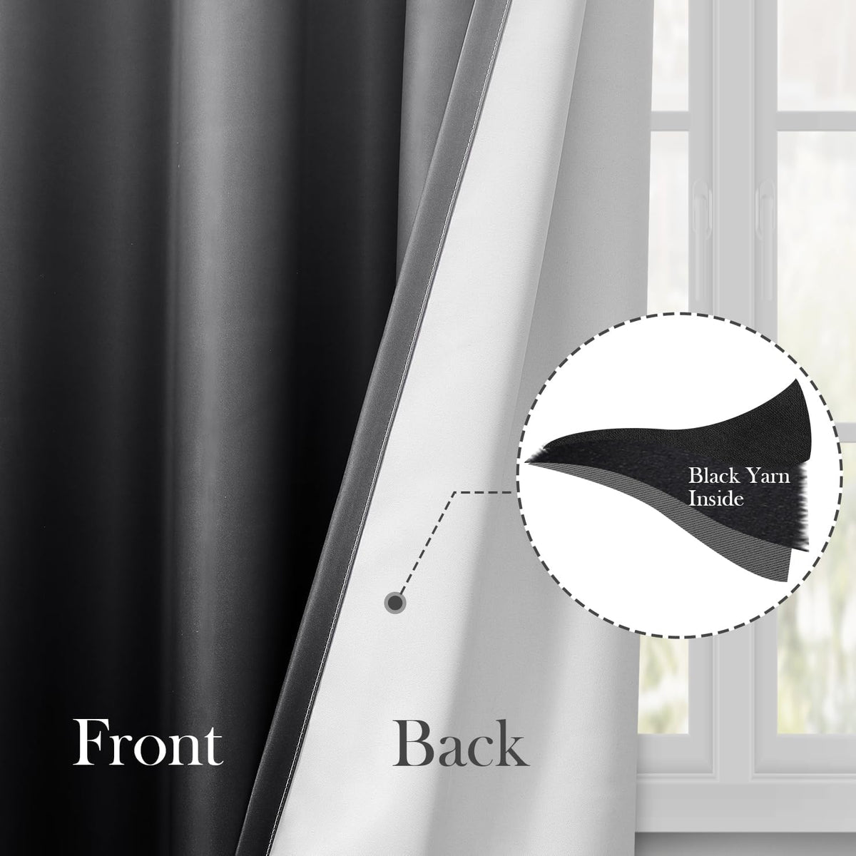 HOMEIDEAS Black Ombre Blackout Curtains 52 X 63 Inch Length Gradient Room Darkening Thermal Insulated Energy Saving Grommet 2 Panels Window Drapes for Living Room, Bedroom