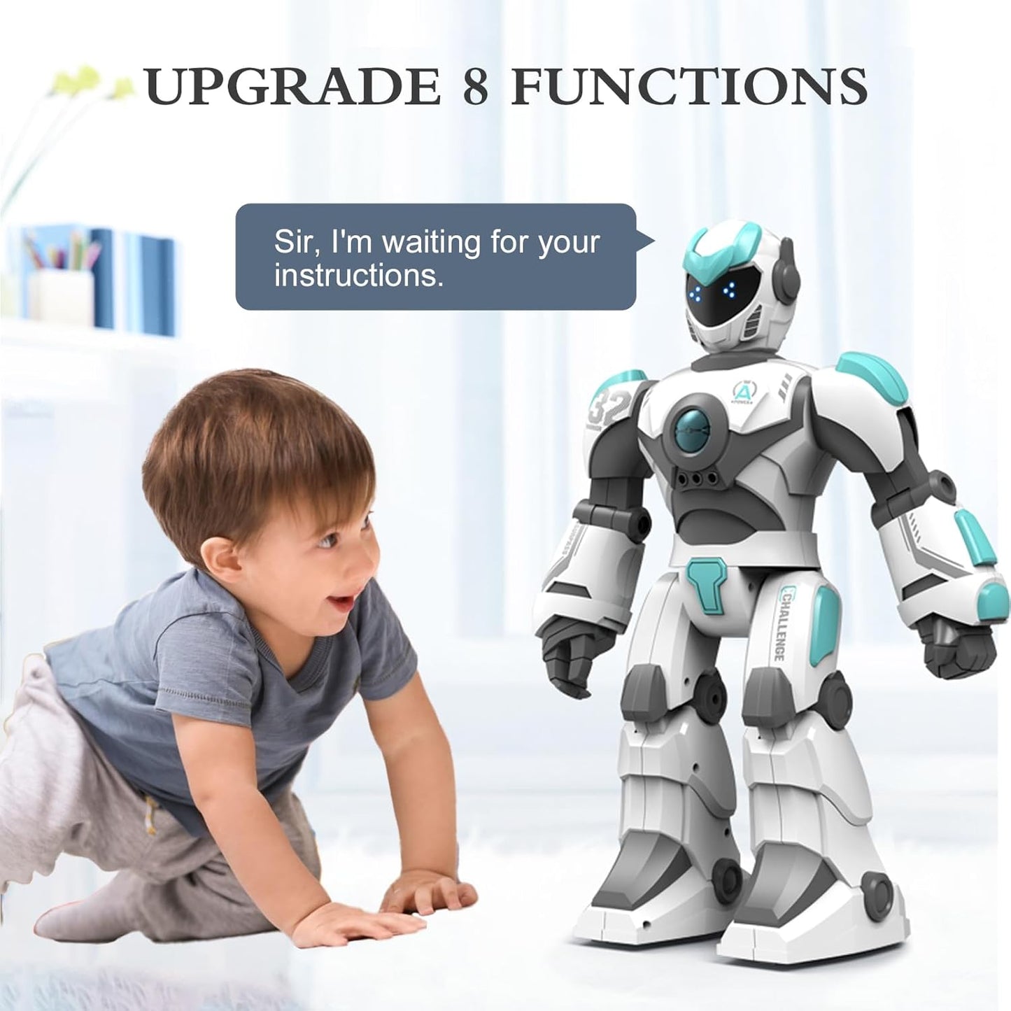 Robot Toys for Kids 6-8 with 10 Sports Cones, Smart Remote Control Robot can Auto-Demo Dance Music Story Poem, Kids Toys for Boys Age 6 7 8 Year Old Boys Gifts(Blue)