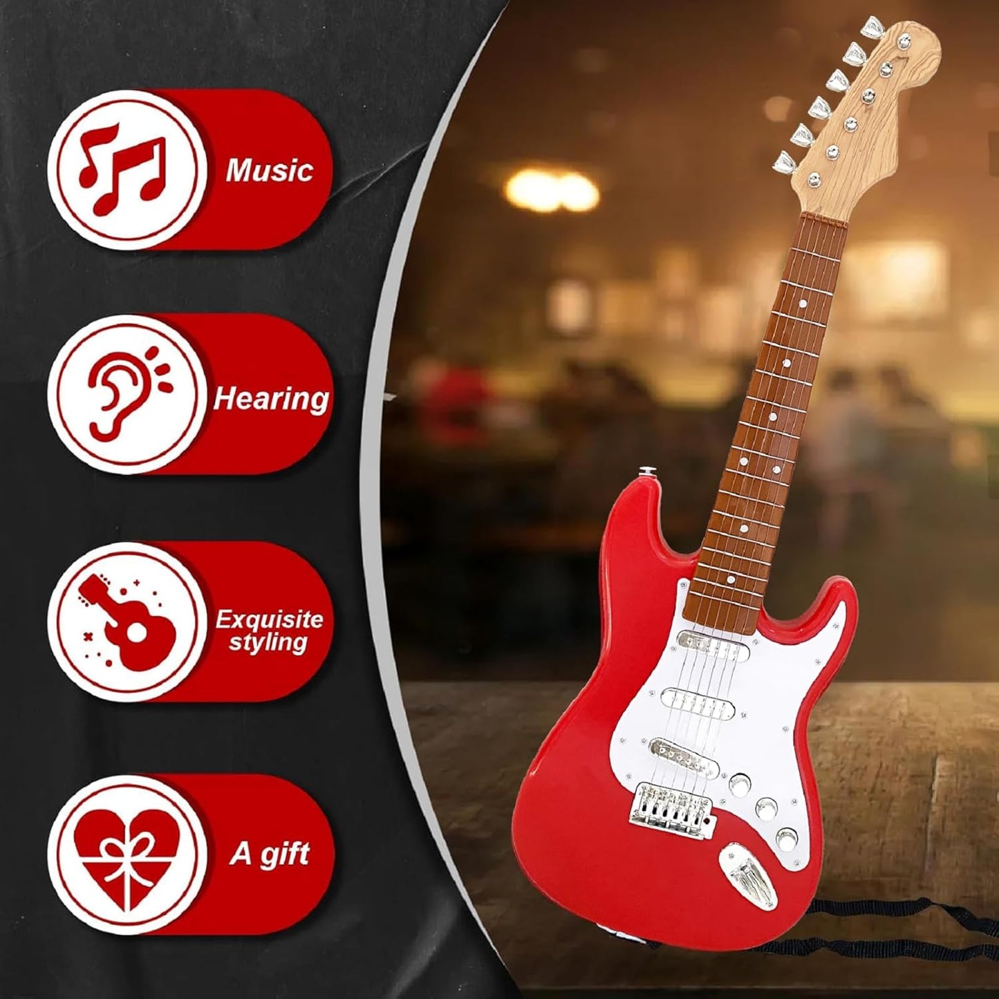 26 Inch Guitar Toy for Kids,Portable Guitar Toy Musical Instrument Toy, Educational Learning Musical Instrument Toy for Ages 3-12 Children Birthday Present for Beginner Children Boys Girls