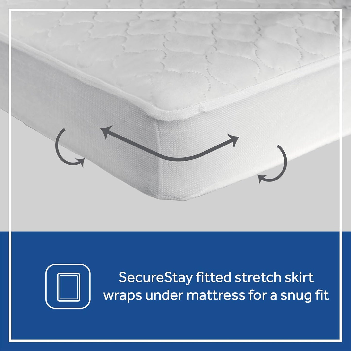 Sealy Baby Stain Protection Fitted Waterproof Infant Crib Mattress Protector Pad and Toddler Bed Cover, Durable and Comfortable Topper, Machine Washable and Dryer Friendly, 52” x 28”- White