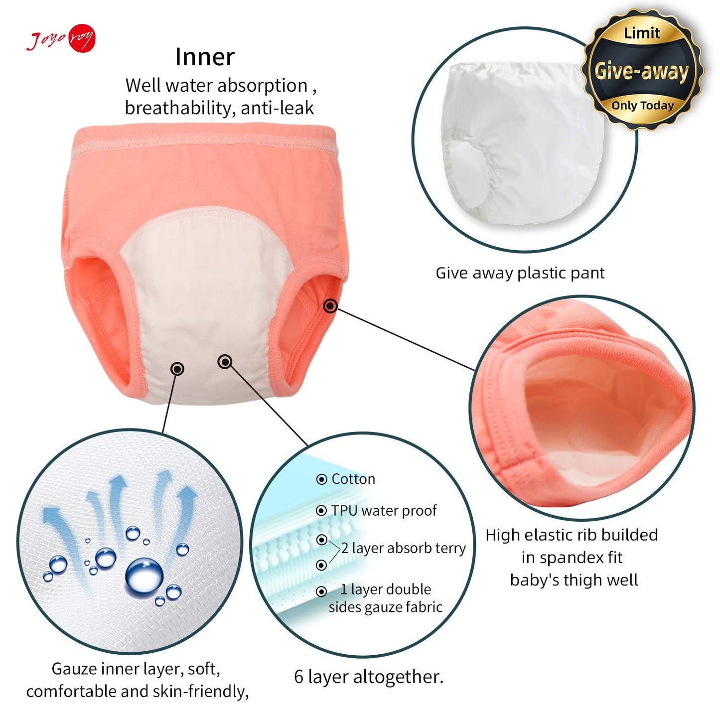 Joyo roy 1T6Pcs Training Diapers Toddler Underwear Girls Potty Training Pants Underwear For Toddler Girls Training Pants Toddler Potty Training Underwear Girls