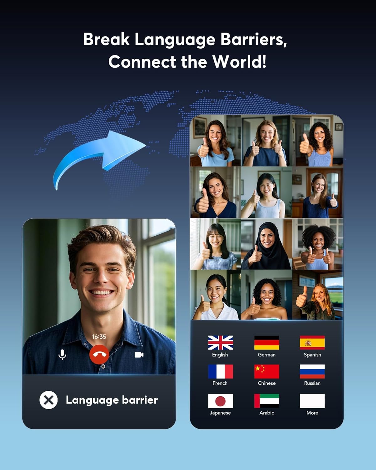 AI Translation Earbuds Real Time 144 Languages 60H Playtime Translator Ear Buds Audifonos Traductores Inglés Español Wireless Earphones Bluetooth Headphones for Travel Business Meeting