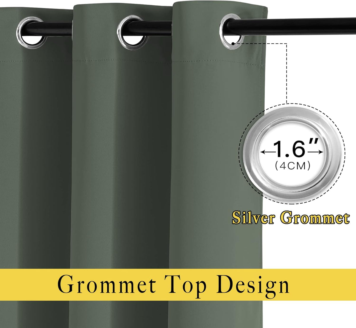 NICETOWN Bedroom Curtains 63 inch Length 2 Panels - Grommet Top Blackout Room Darkening Sound Reduction Privacy Thermal Drapes for Flat/Laundry, Dark Mallard, W37 x L63