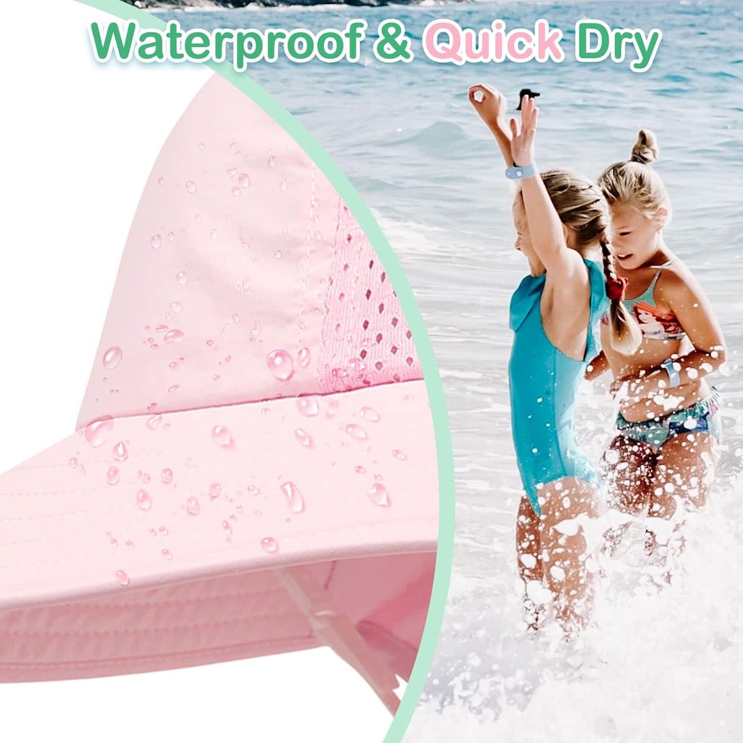 XIAOHAWANG Girls Sun Hat Baby Beach Hats Boys UPF 50+ Kids Summer Protection Cap Toddler Breathable Caps Wide Brim Neck Flap