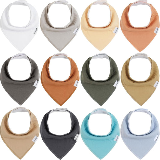 Baby Bandana Drool Bibs for Boys Girls,Super Absorbent Triangle Baby Bibs for Drooling and Teething,100% Cotton Soft for Infant,Newborn 12Pack