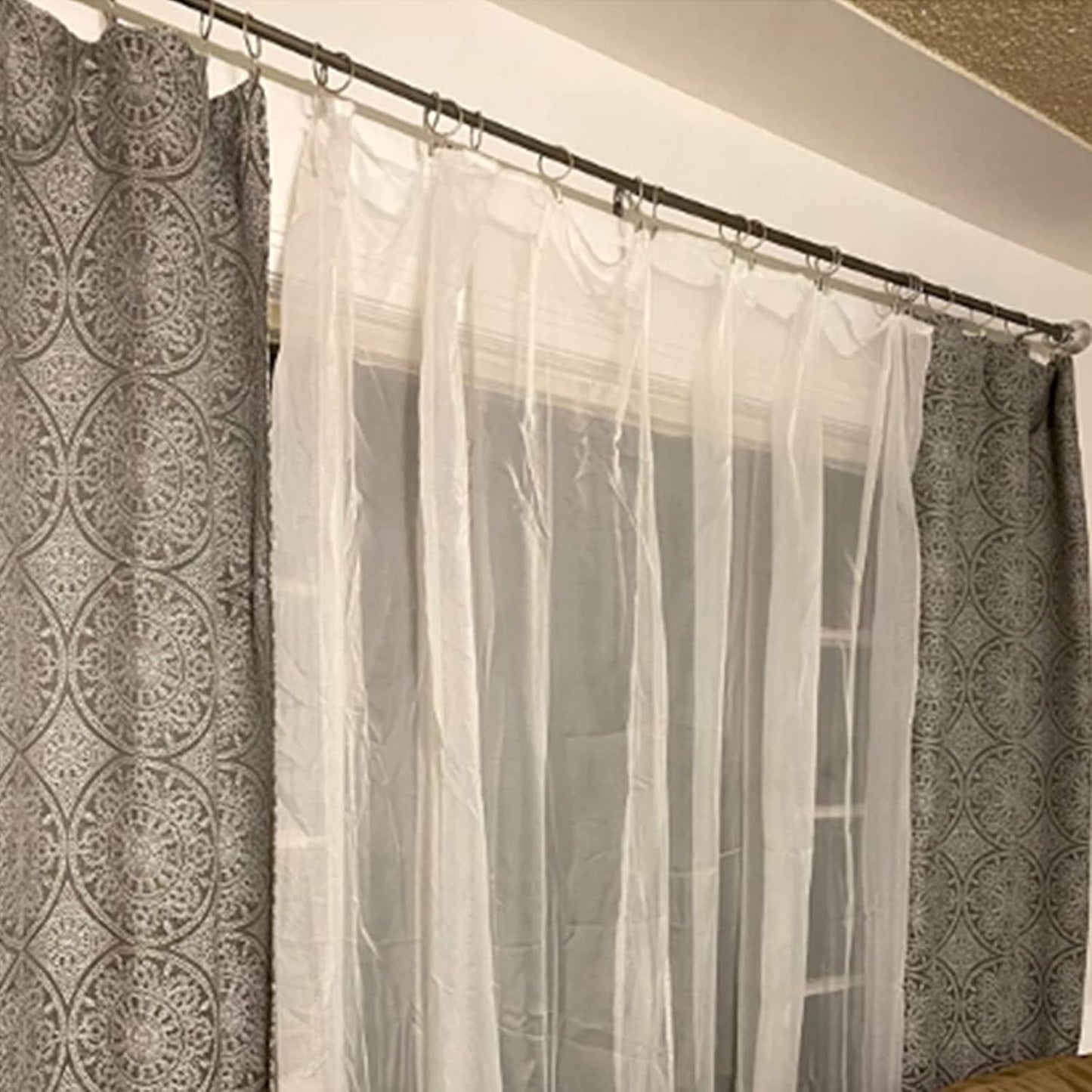 100 Pack Matte Silver Curtain Rings with Clips, Curtain Hooks Hangers Clip Rings for Hanging Drapes Bows Hat, Drapery Rings 1.26 in I D, Fits up to 1 in Diameter Curtain Rod.