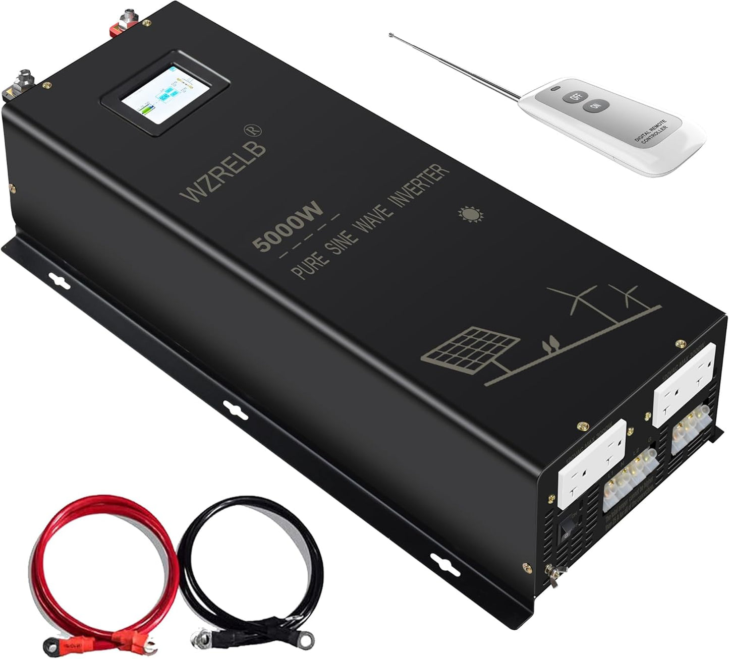 5000W 24V Pure Sine Wave Inverter,24 Volt DC to AC 120V 240V Split Phase Power Inverter,2*AC Hardwire Terminal,10KW Surge,High Efficiency up to 91.6%,Wireless Remote