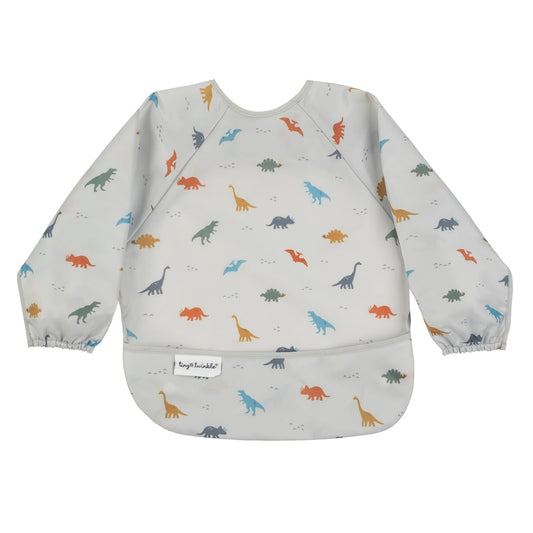 Tiny Twinkle Mess Proof Baby Bib,Waterproof Smock Baby Bib for Eating,Machine Washable Long Sleeve Bib,Baby Led Weaning,Toddler Bib,BLW Supplies(Dinosaur, Small 6-24 Months)